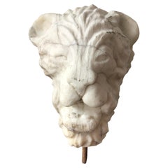 1920s Carved Marble Sculpture of Lion Head