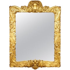 1920s Carved Wood and Gilded Sunderland Frame Mirror of Large Scale