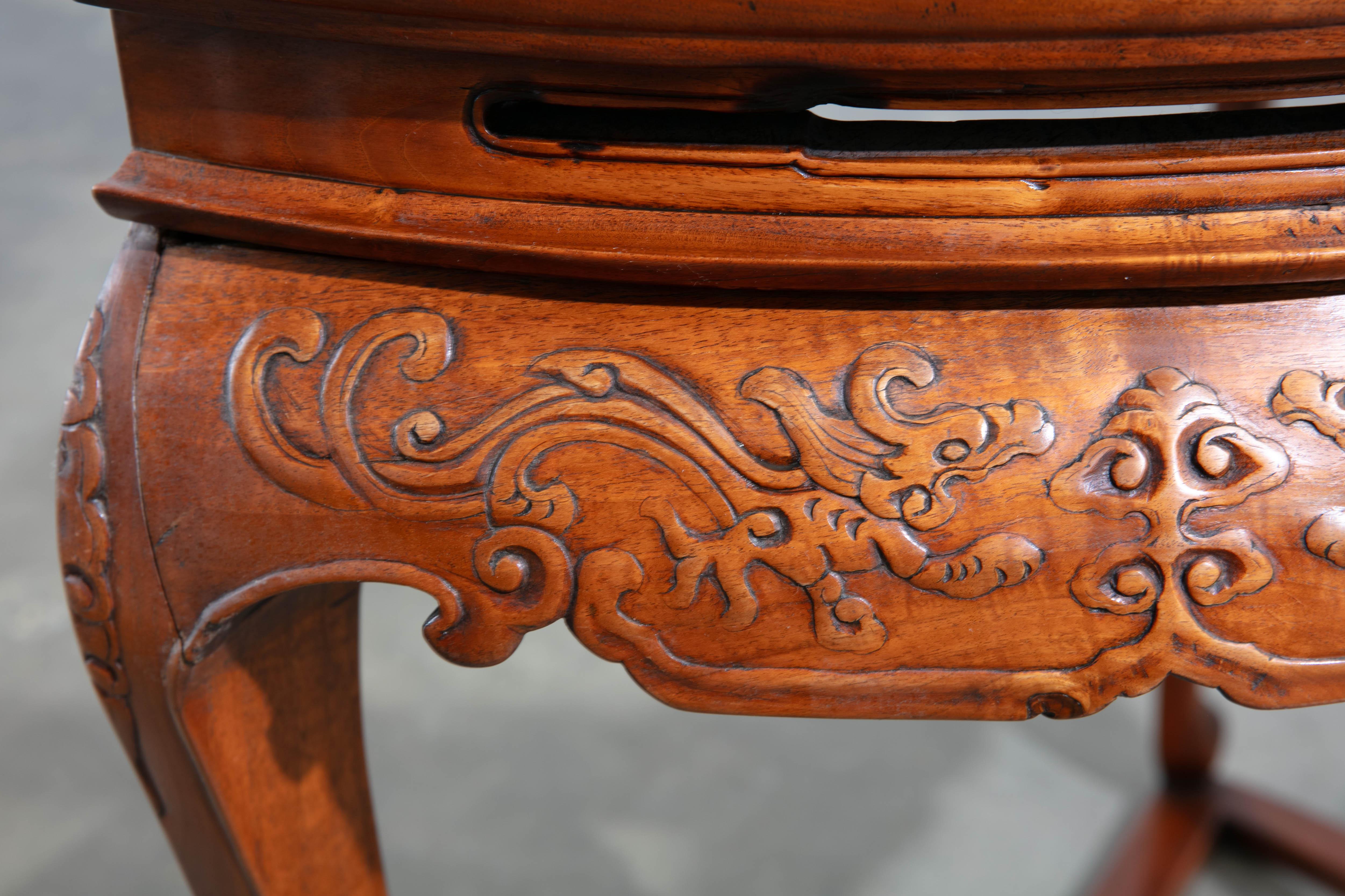 1920's Carved Wood Chinese Demi-lune/Console Table For Sale 5