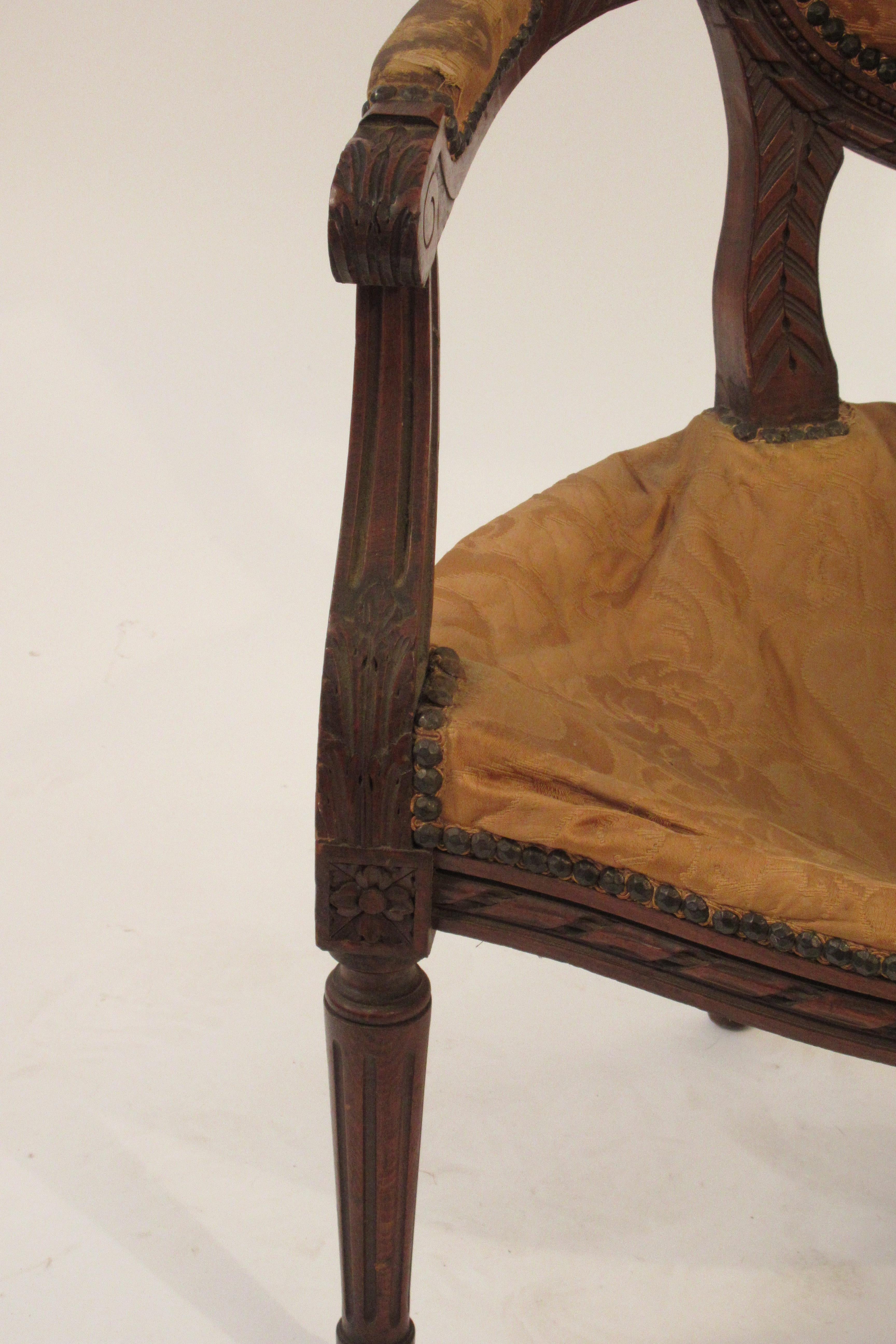 1920s Carved Wood French Armchair In Good Condition For Sale In Tarrytown, NY