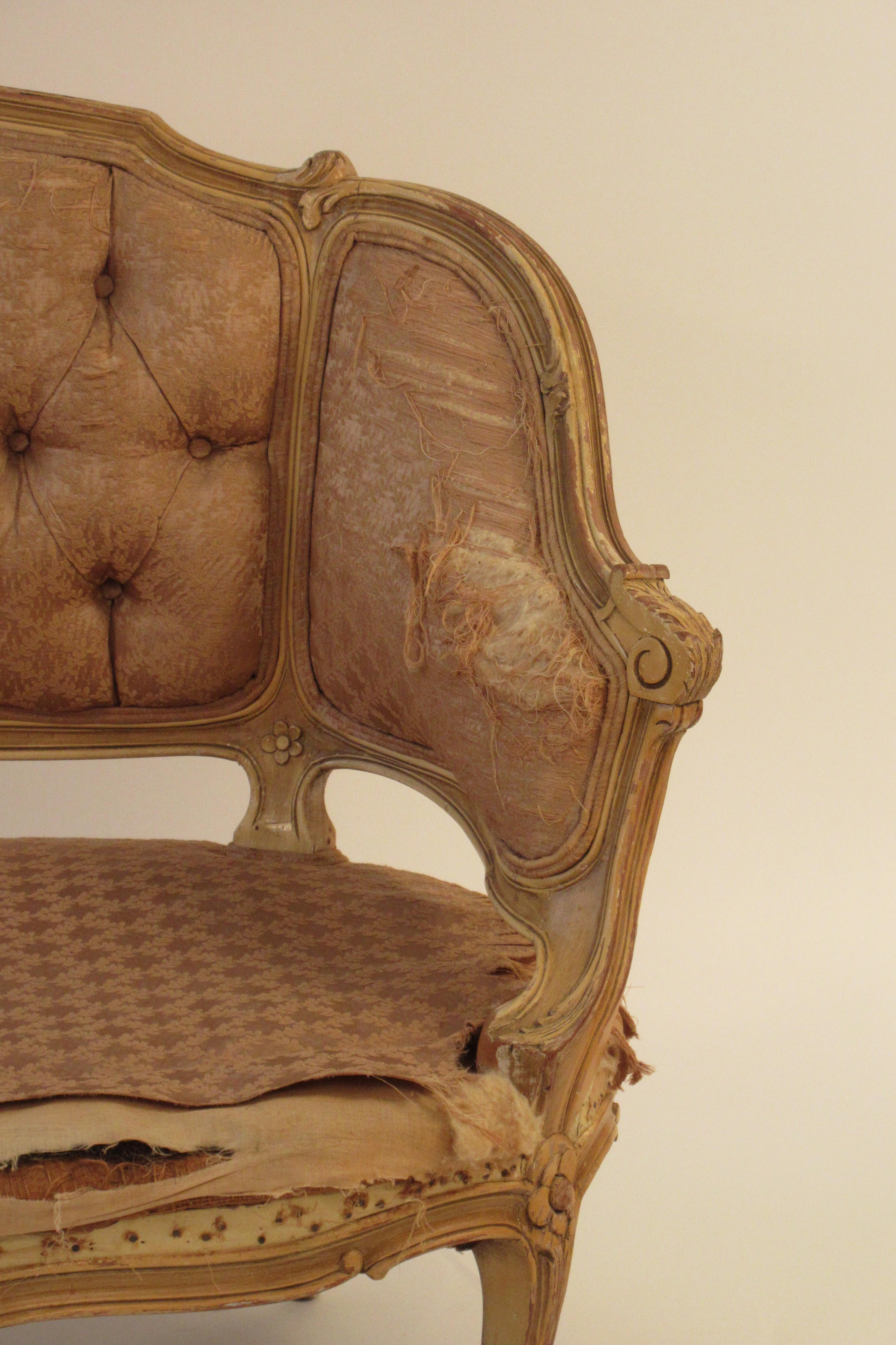 1920s Carved Wood French Settee 3