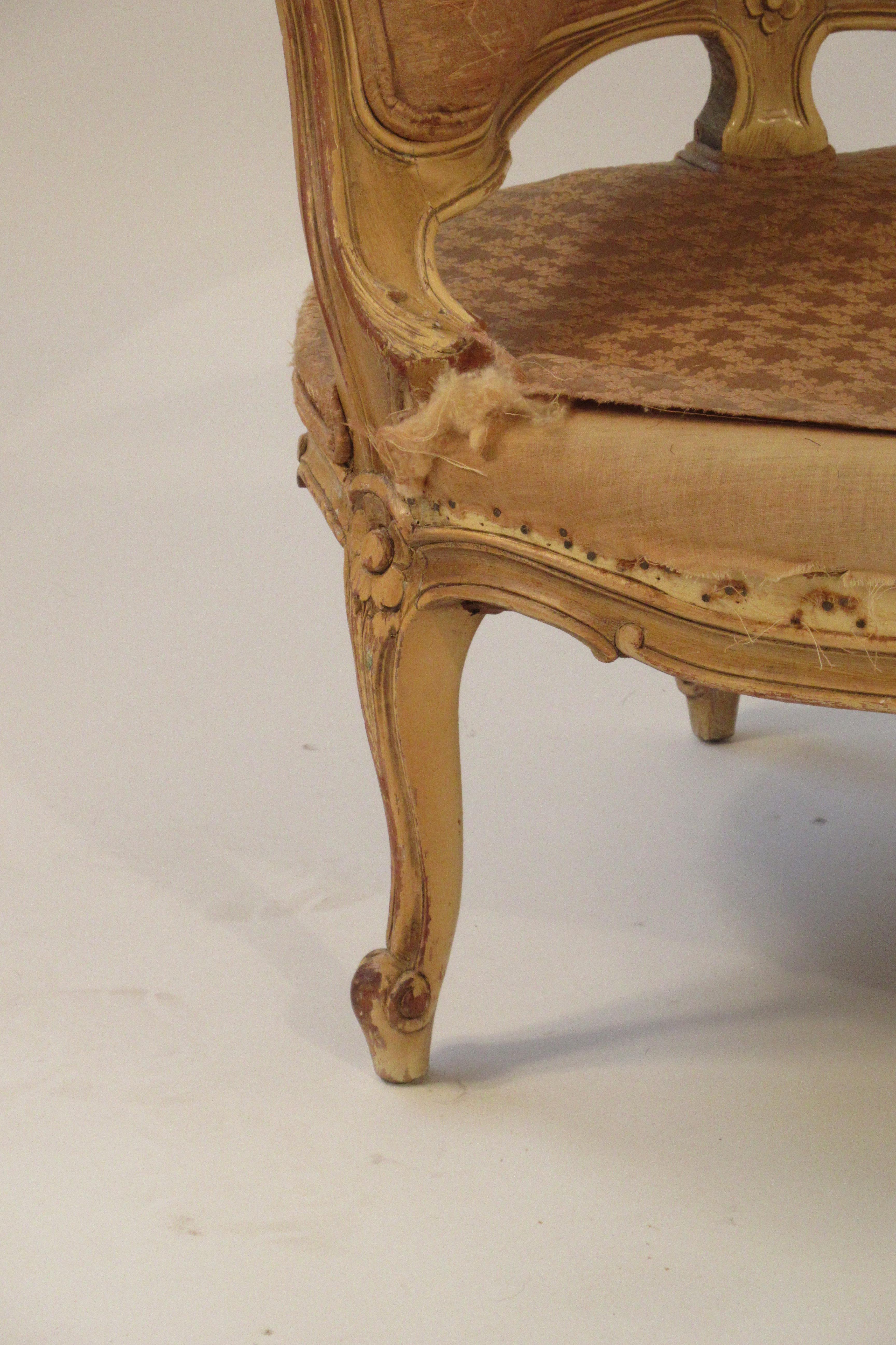 1920s Carved Wood French Settee 7