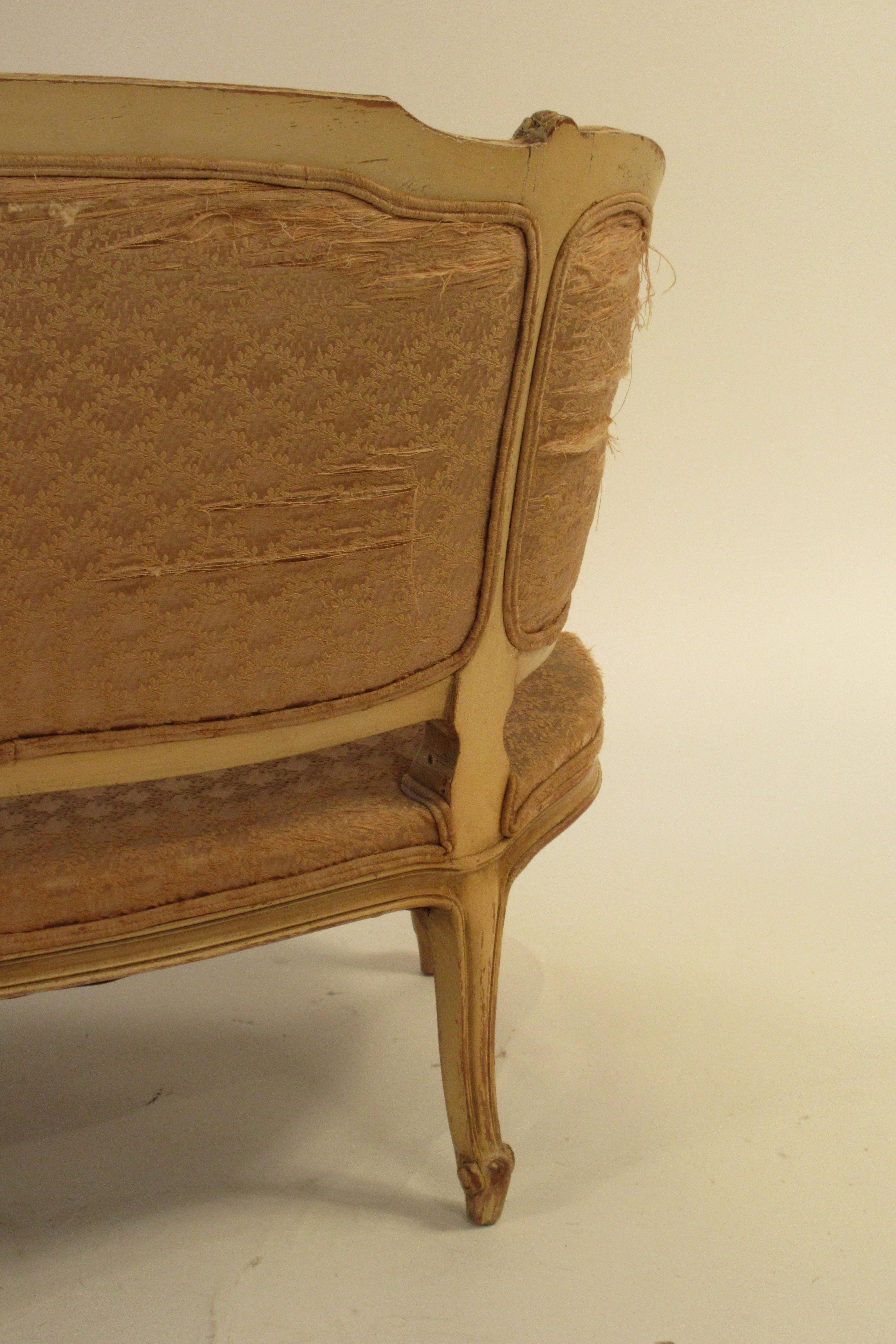 Early 20th Century 1920s Carved Wood French Settee