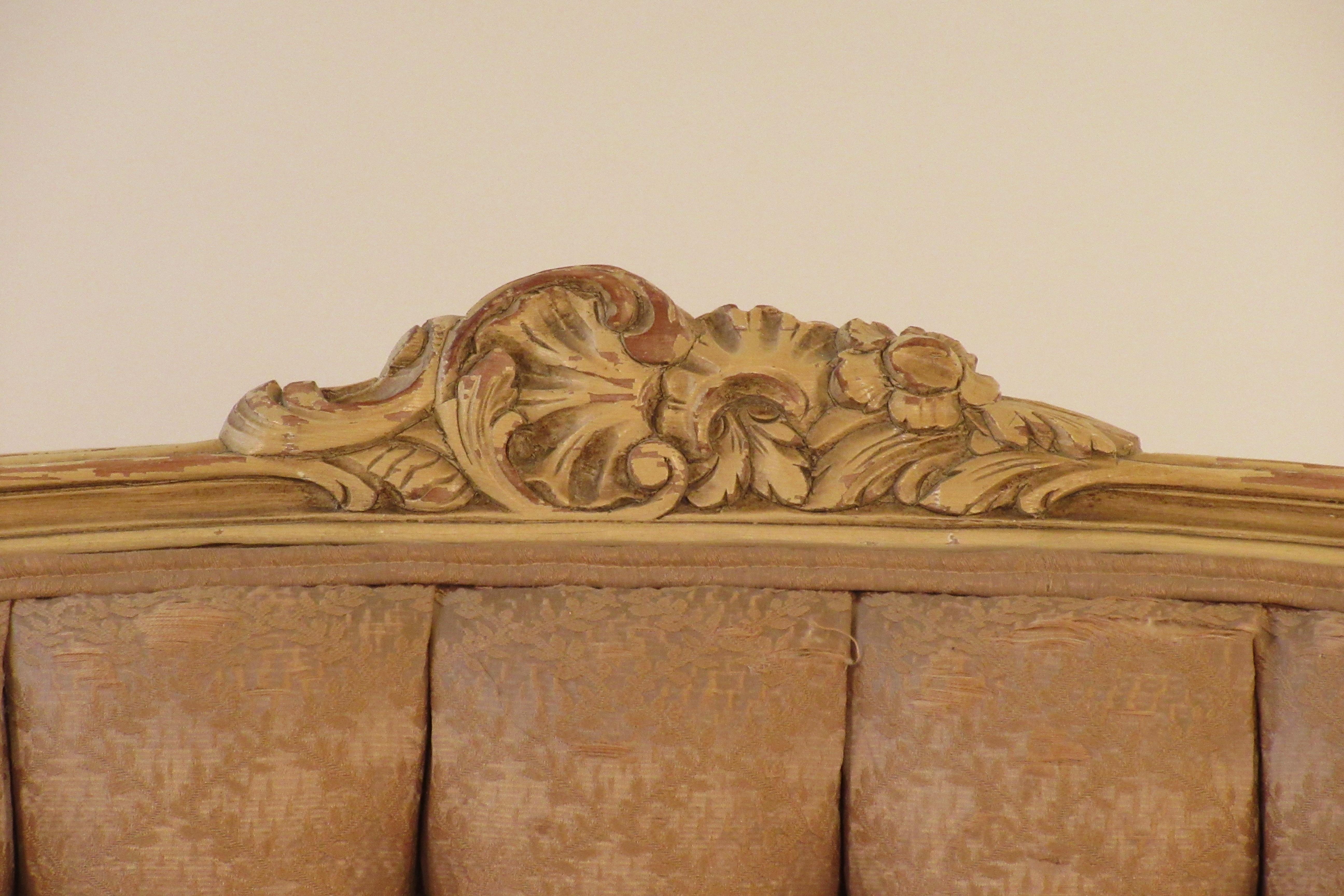 1920s Carved Wood French Settee 1