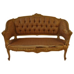 1920s Carved Wood French Settee
