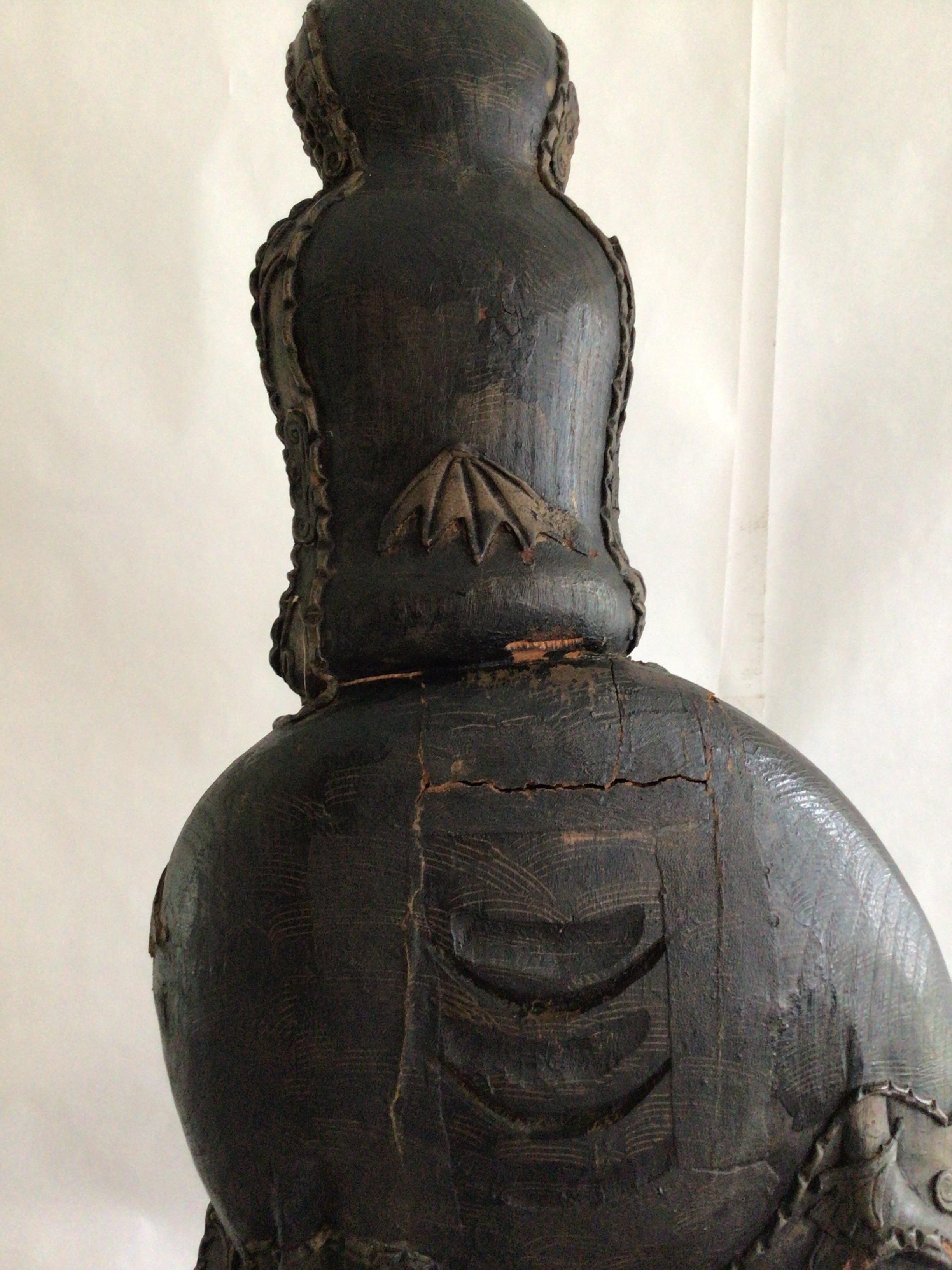 1920s Carved Wood Guanyin Statue For Sale 6