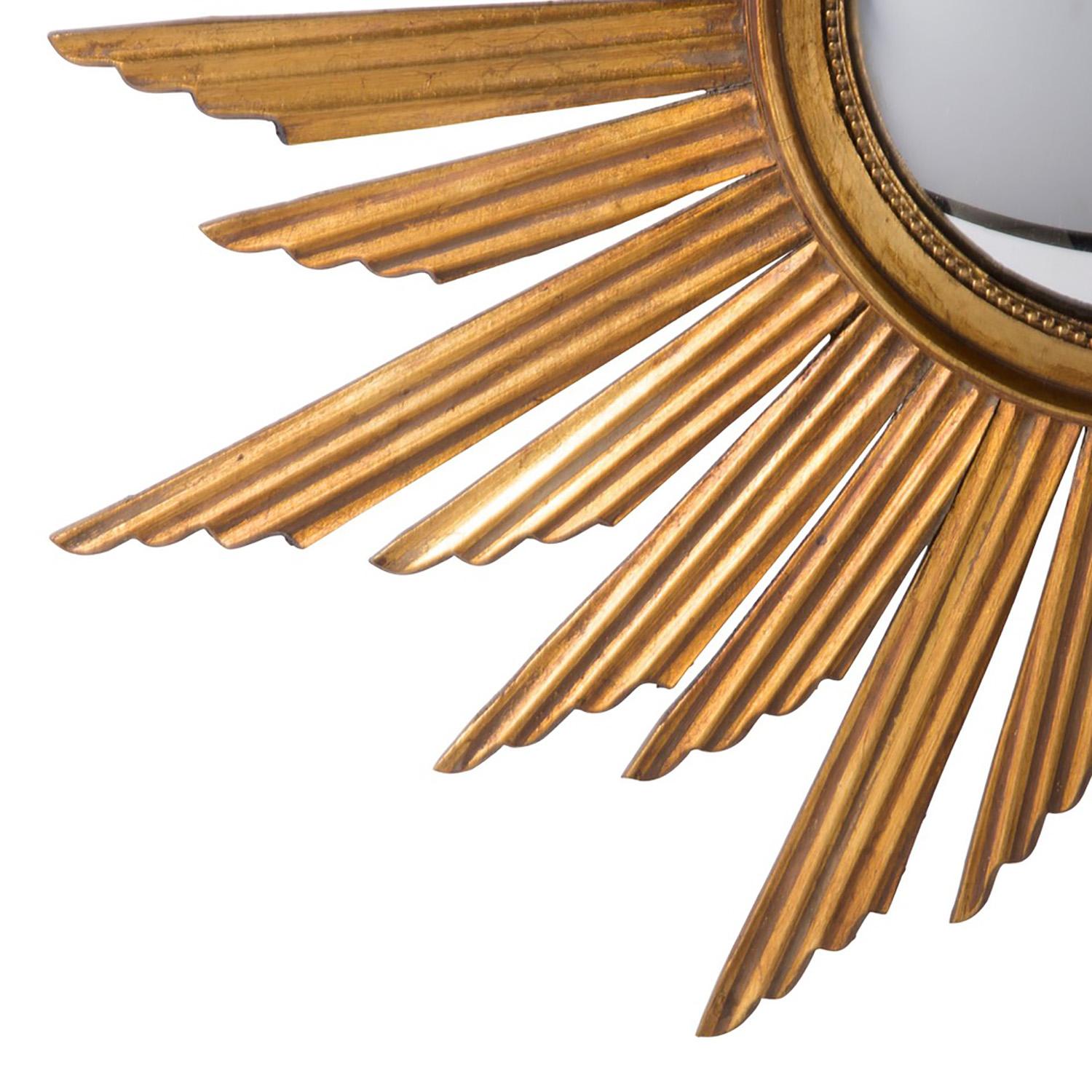 1920s Carved Wooden Sunburst Convex Mirror In Good Condition In Tetbury, Gloucestershire