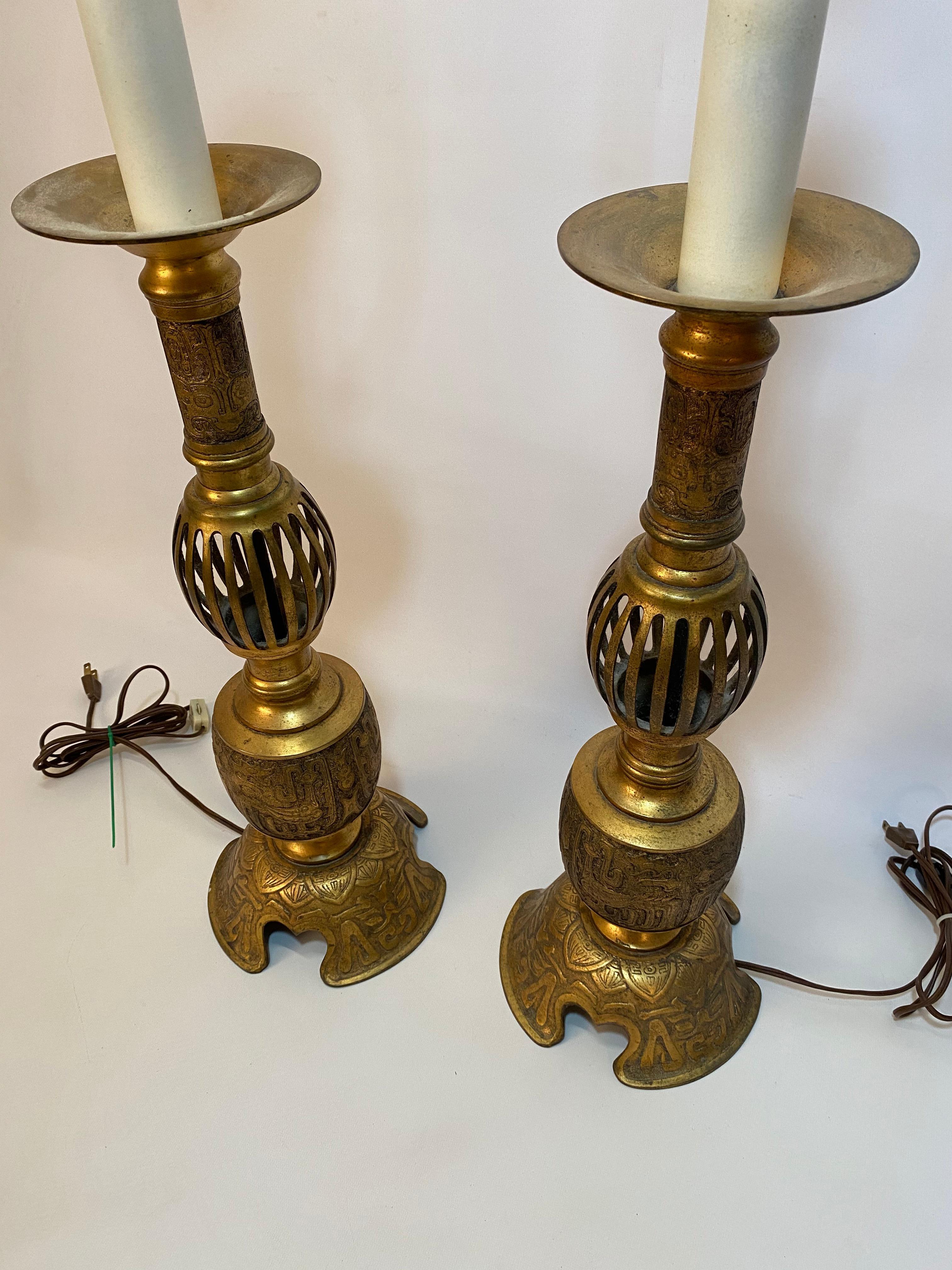 antique japanese brass lamps