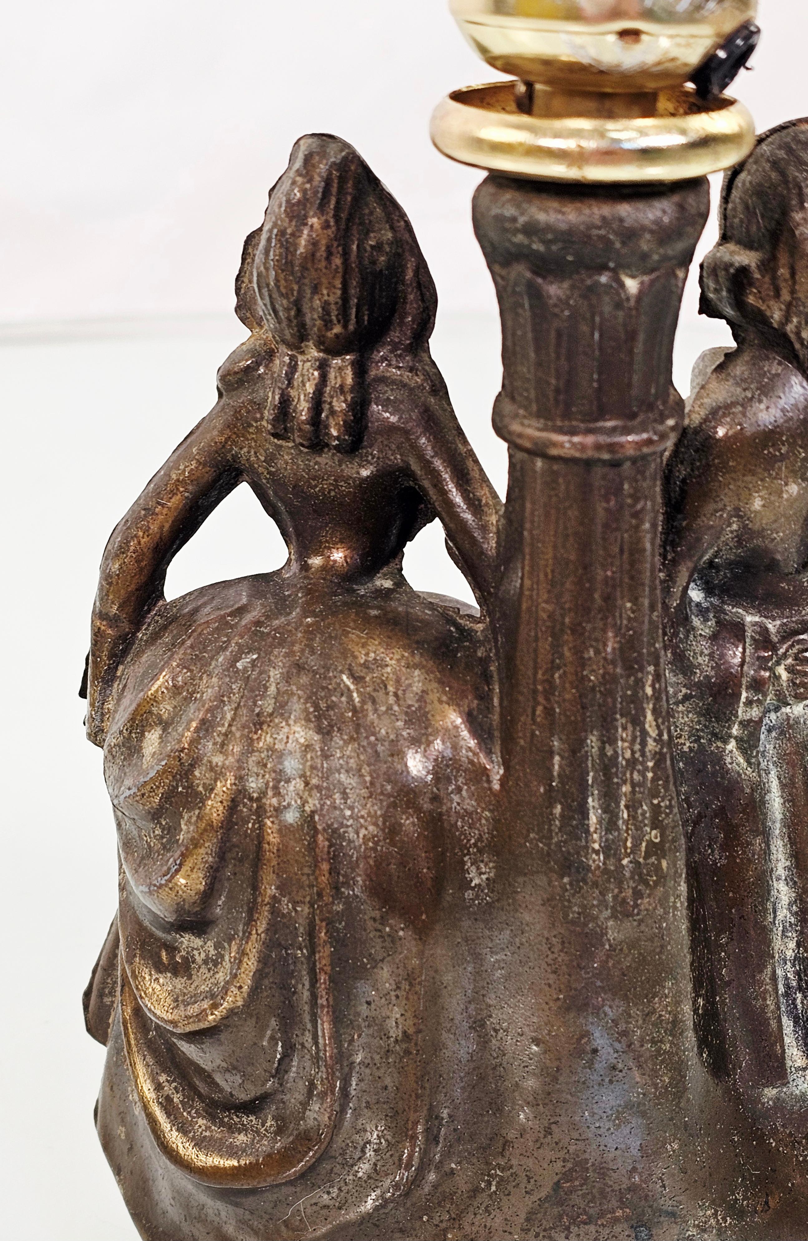 Lámpara figurativa japonesa de bronce fundido de los años 20 en venta 3
