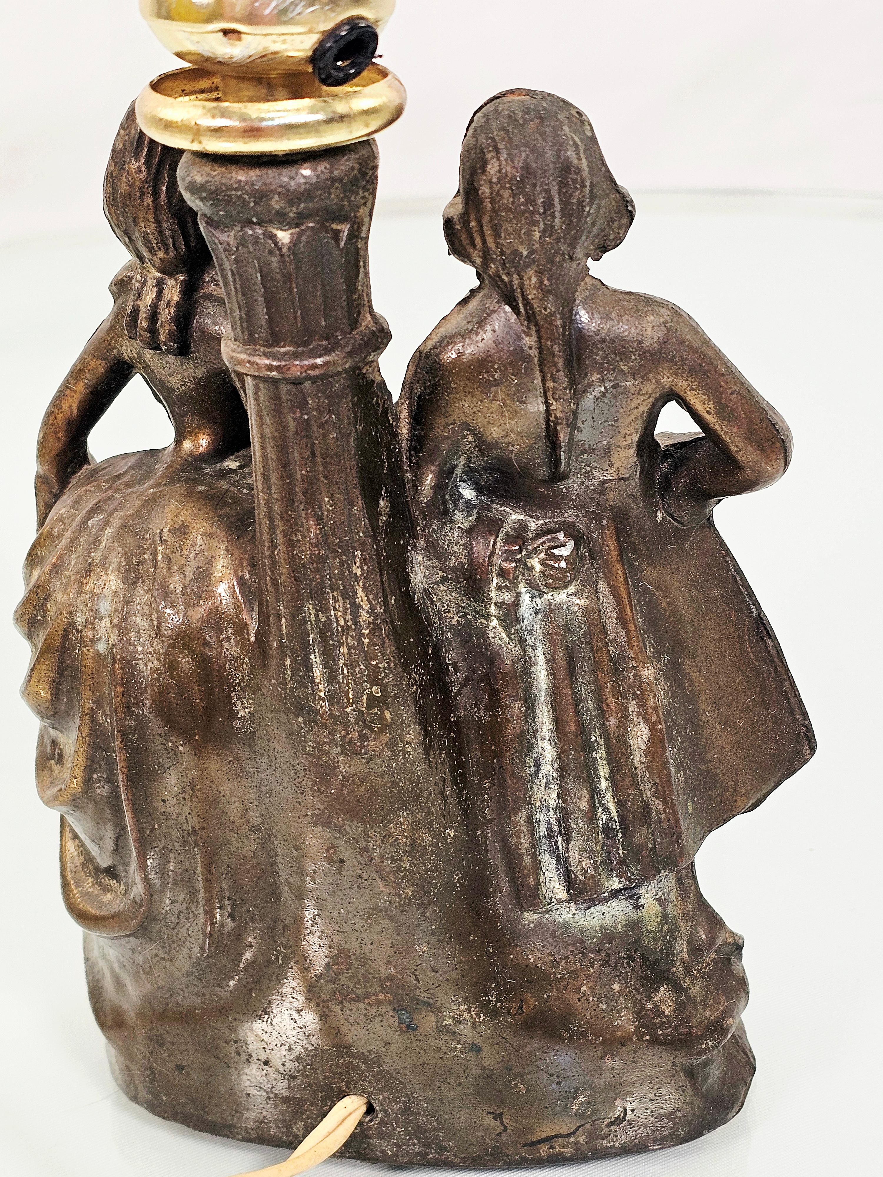 Lámpara figurativa japonesa de bronce fundido de los años 20 en venta 4