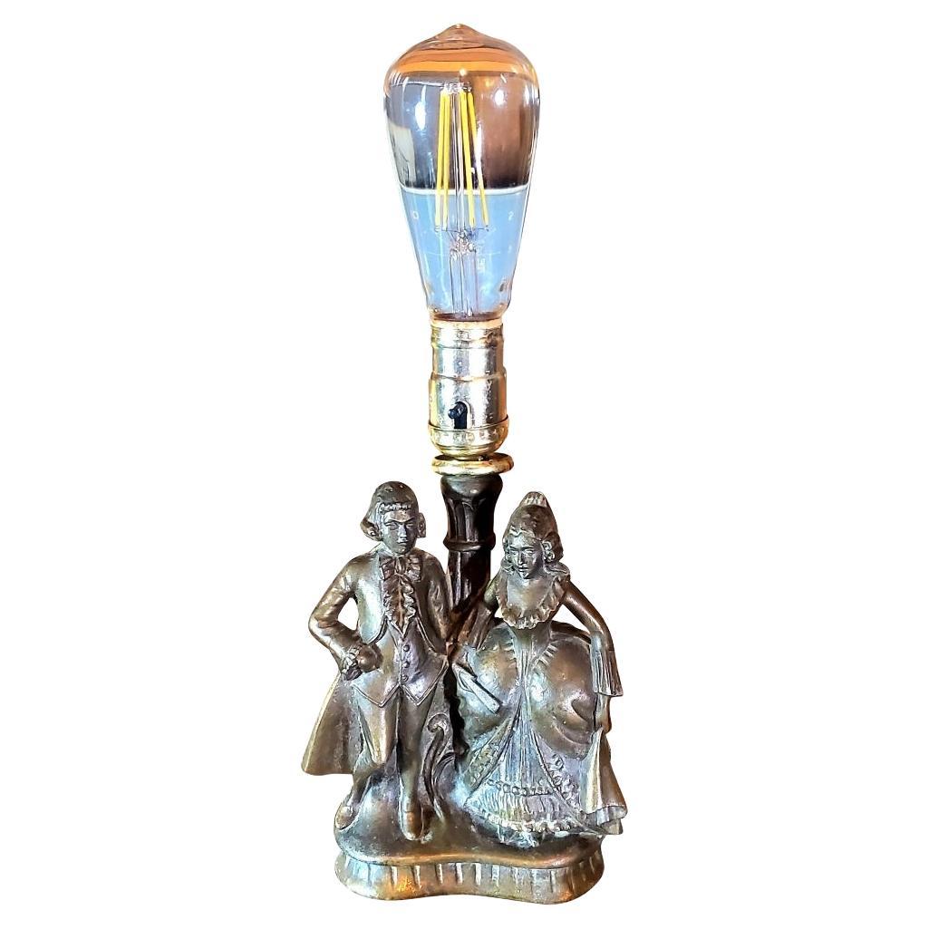 1920s Cast Bronze Japanese Figurative Lamp  For Sale