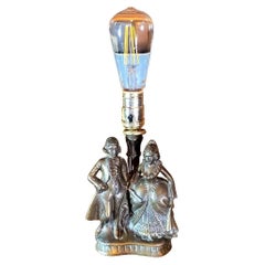 1920er Jahre Gussbronze Japanische Figurative Lampe 