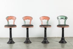 1920s Cast Iron American Soda Fountain Chairs Set of Four