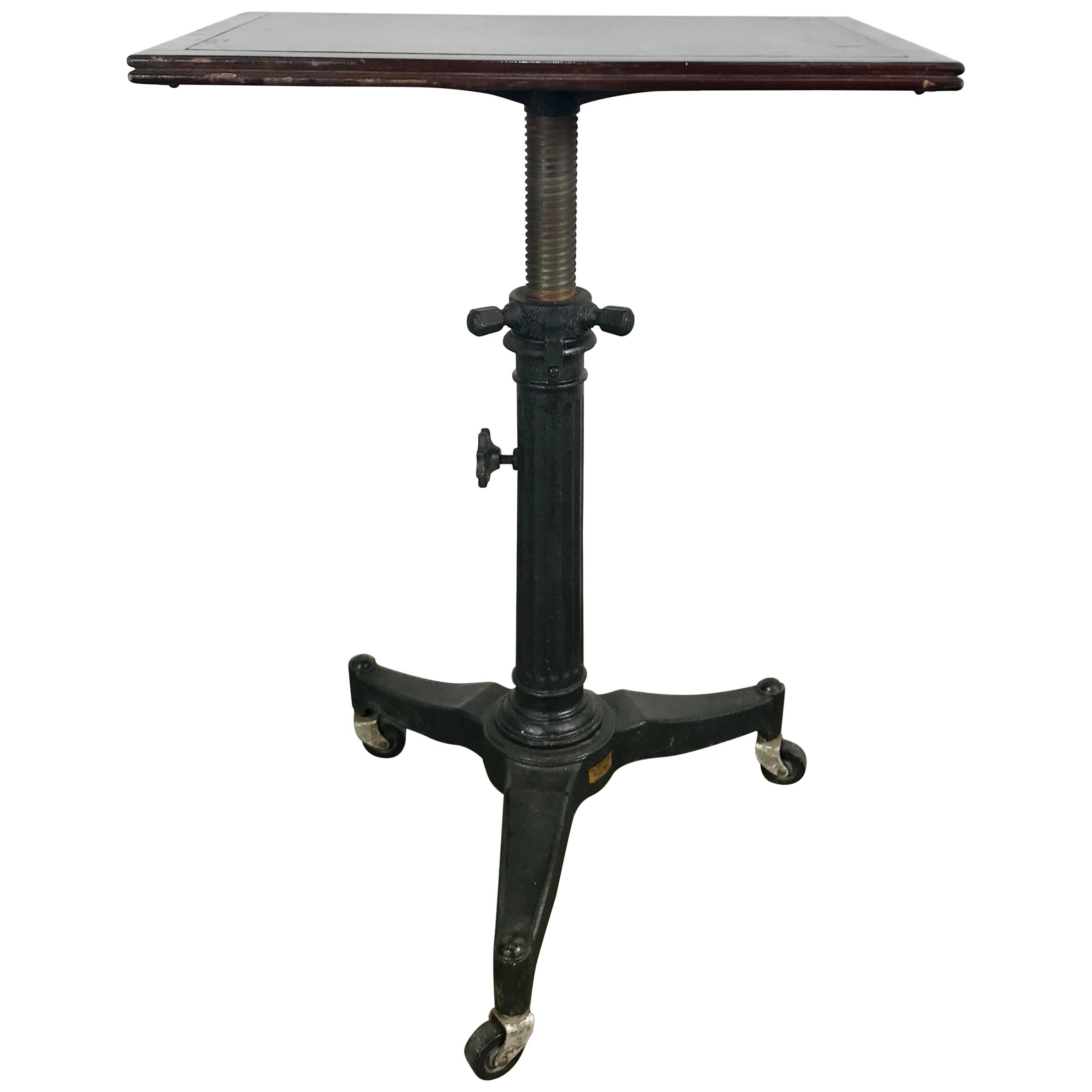 1920s Cast Iron and Wood Industrial Adjustable Table by Karl Manufacturing Co.