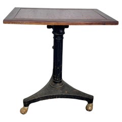 Antique 1920s Cast Iron and Wood Industrial Adjustable Table by Karl Manufacturing Co.