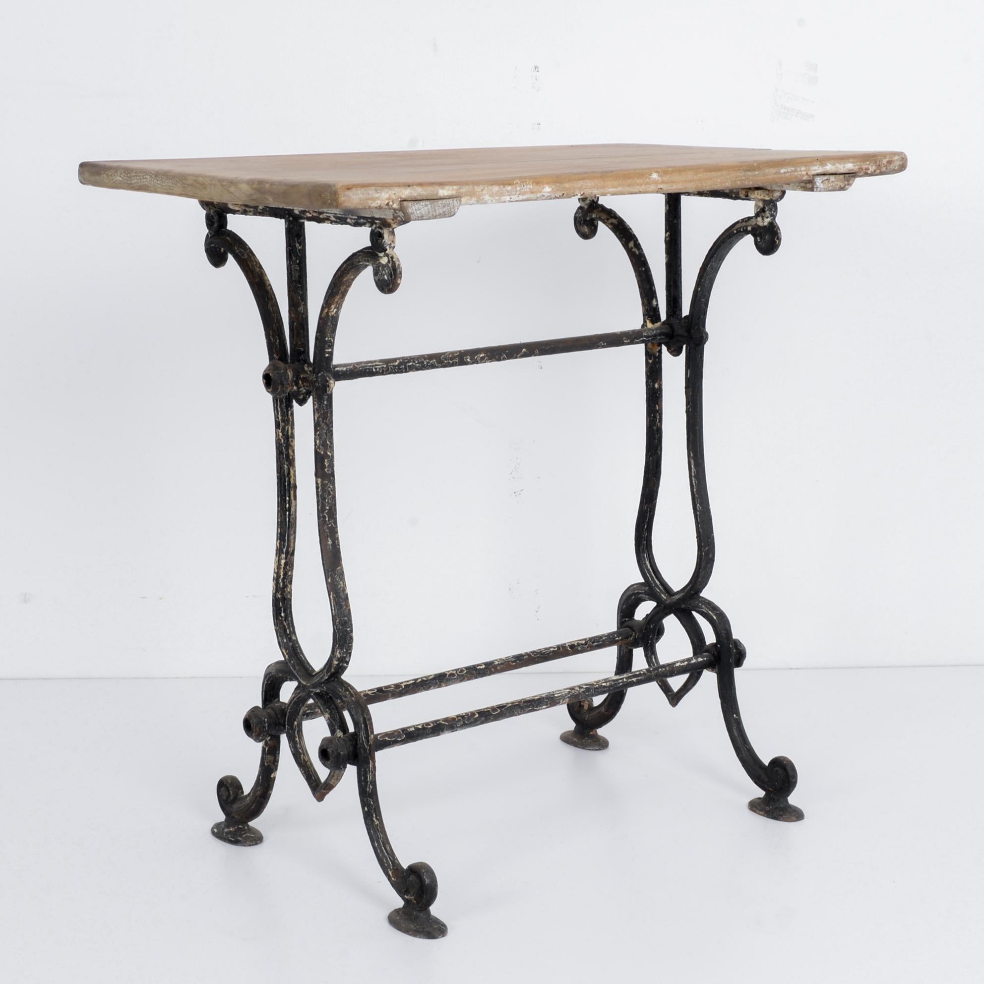 French Provincial 1920s Cast Iron French Bistro Table