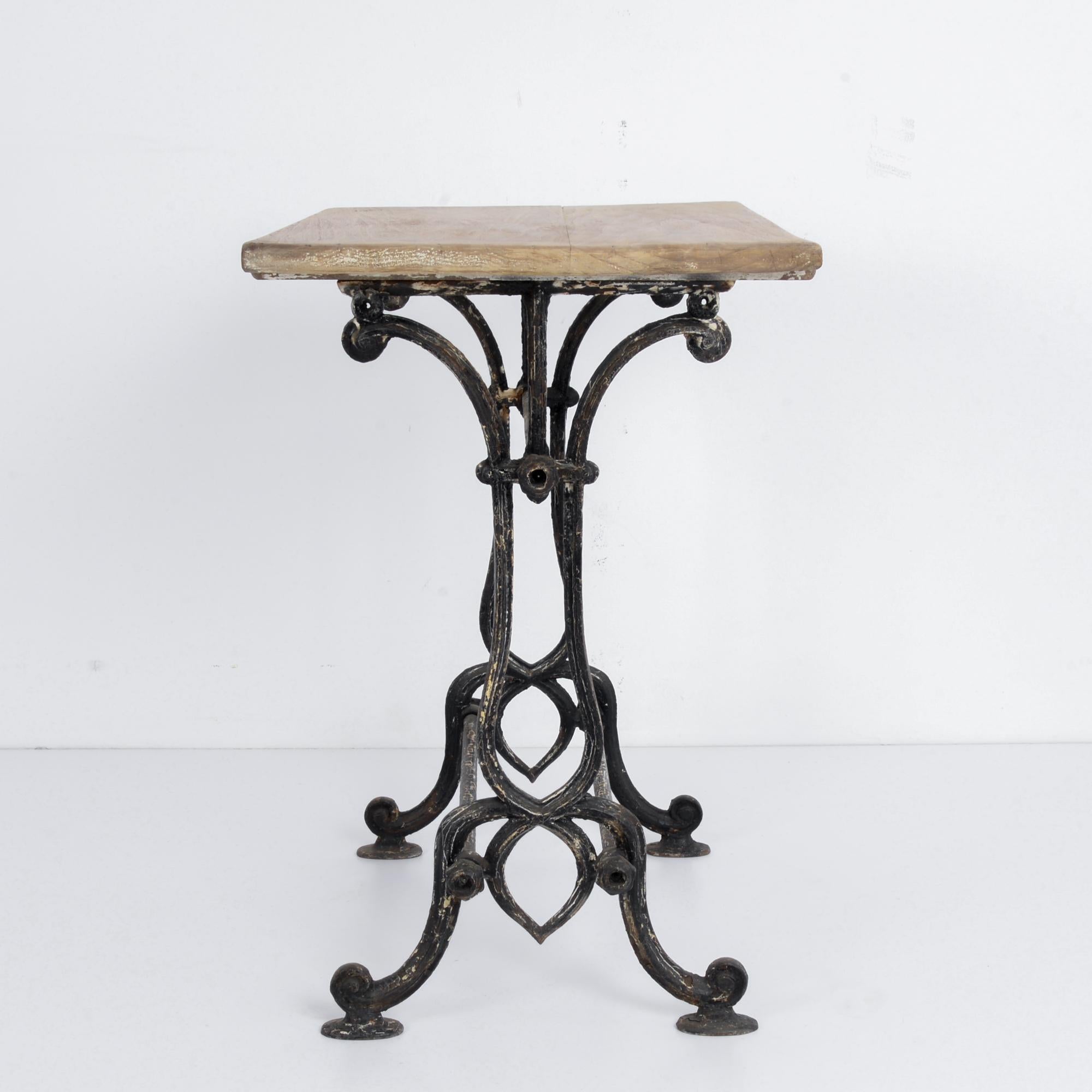 1920s Cast Iron French Bistro Table In Good Condition In High Point, NC
