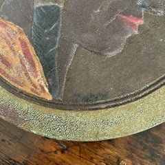 1920's Cast Iron Native American Side Profile Plaque In Original Paint