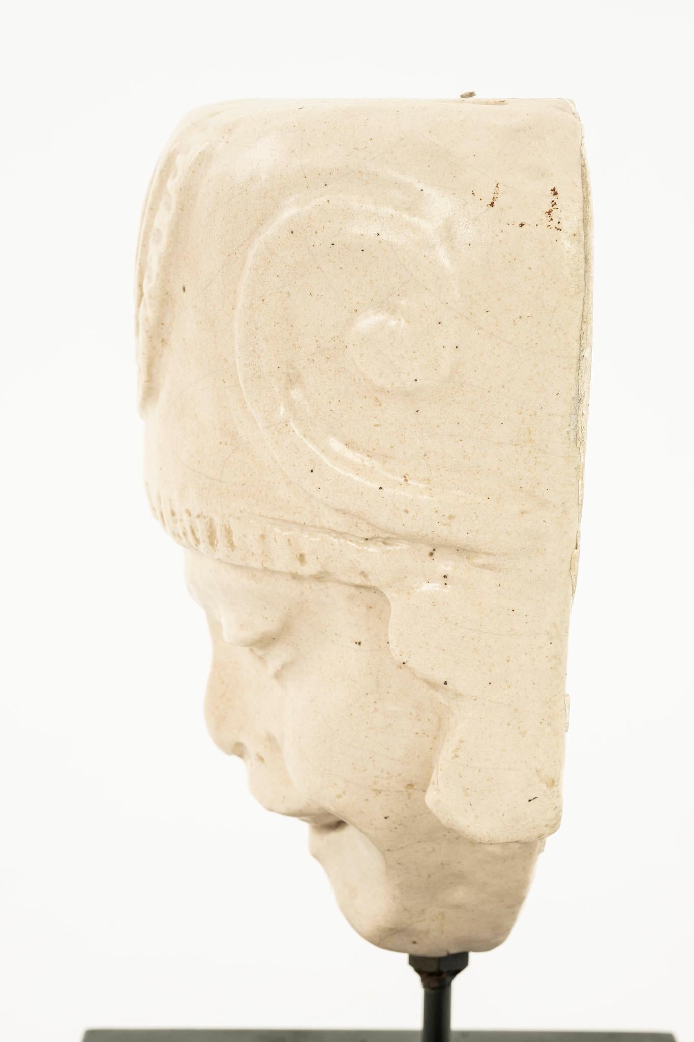 20th Century 1920s Cast Mayan Male Face Figure For Sale