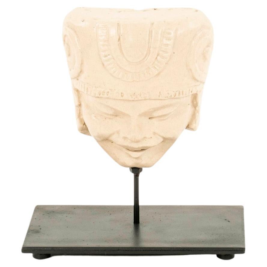 Figure de visage d'homme maya coul des annes 1920