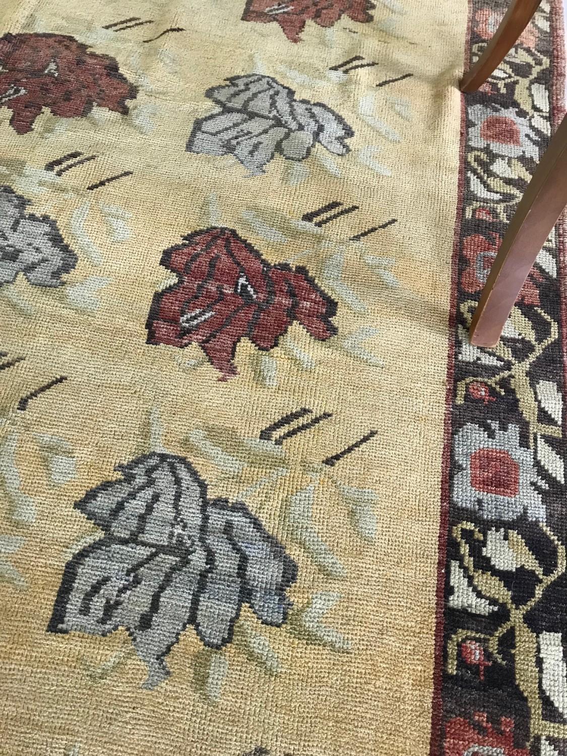 1920s Caucasian Karabagh yellow, red, gray and brown handmade wool carpet by Doris Leslie Blau
Size: 9'7