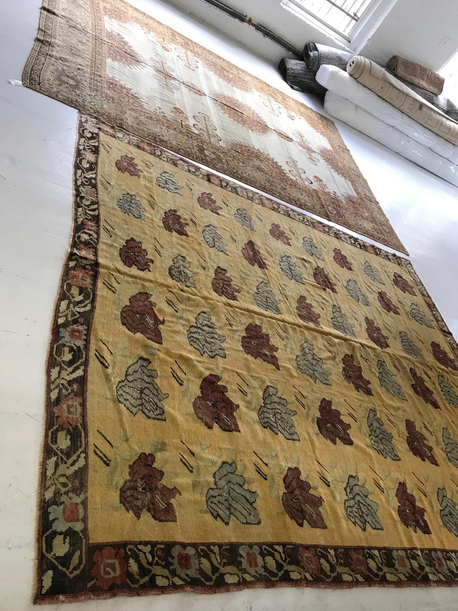 Hand-Knotted Doris Leslie Blau Collection 1920s Caucasian Karabagh Handmade Wool Carpet For Sale