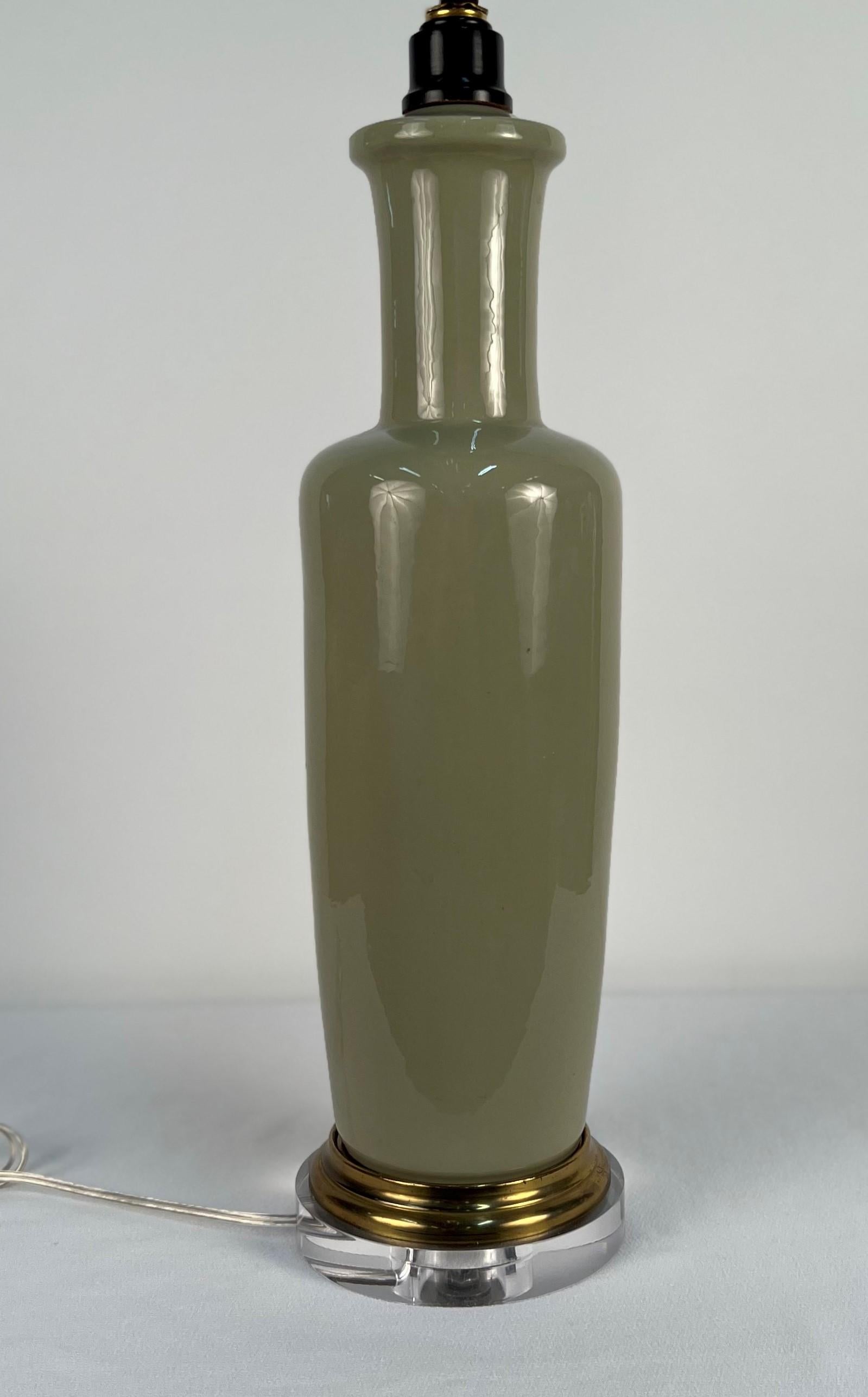 American 1920's Celadon Porcelain Table Lamp For Sale