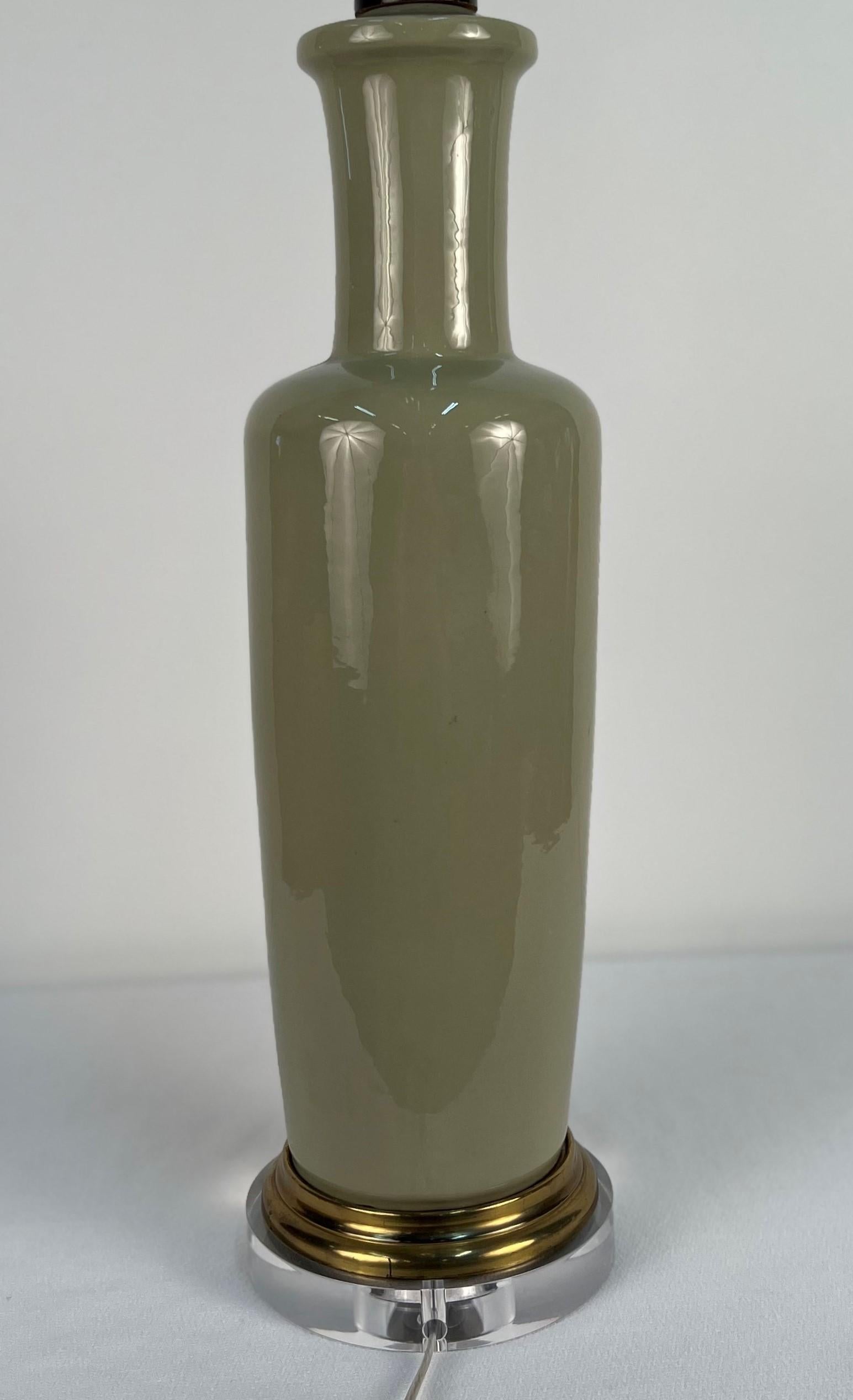 1920's Celadon Porcelain Table Lamp For Sale 1