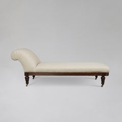 1920's Chaise Lounge with Carved Walnut Base, Newly Upholstered