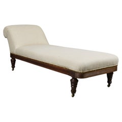 1920's Chaise Lounge with Carved Walnut Base, Newly Upholstered