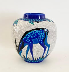 Années 1920 Charles Catteau (1880-1966) pour Keramis Vase en forme de cerf