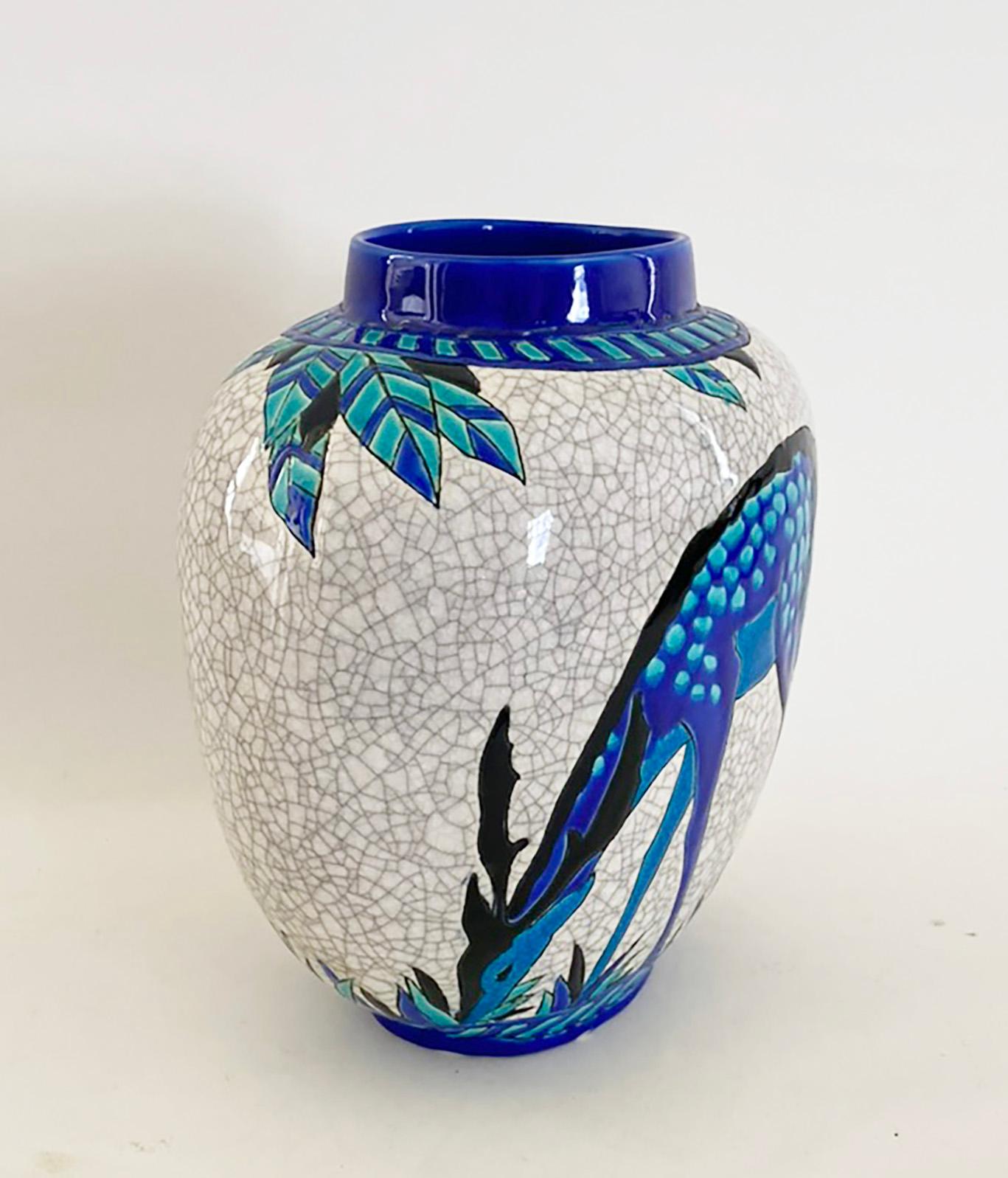 Belgian 1920s Charles Catteau (1880-1966) for Keramis Deer Vase For Sale