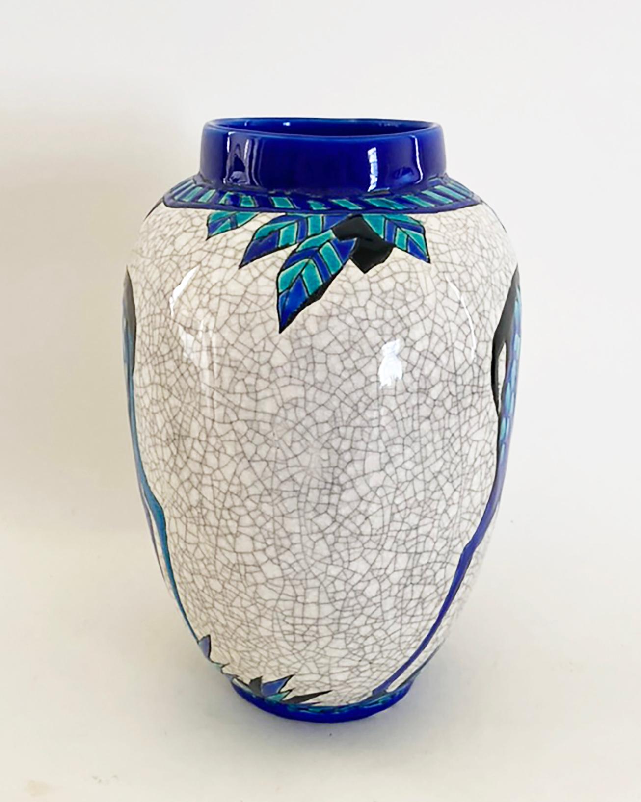 Early 20th Century 1920s Charles Catteau (1880-1966) for Keramis Deer Vase For Sale