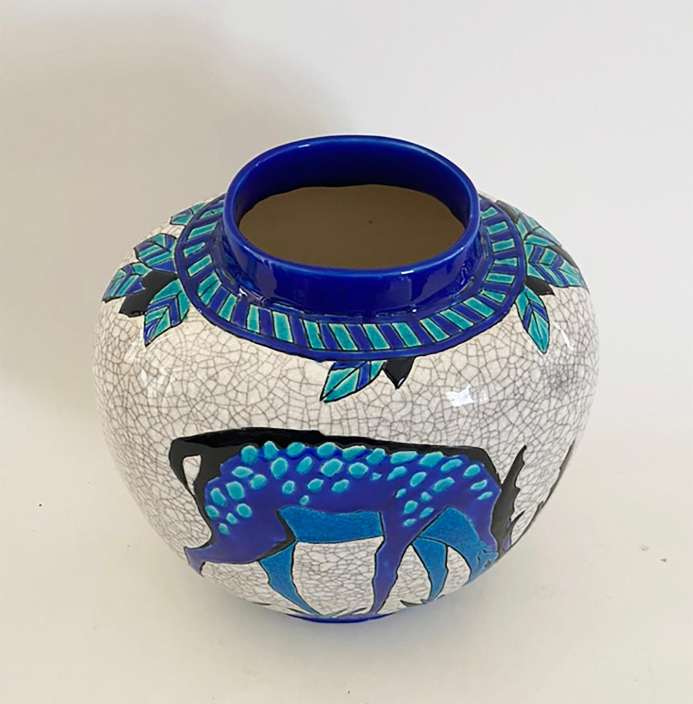 1920s Charles Catteau (1880-1966) for Keramis Deer Vase For Sale 2