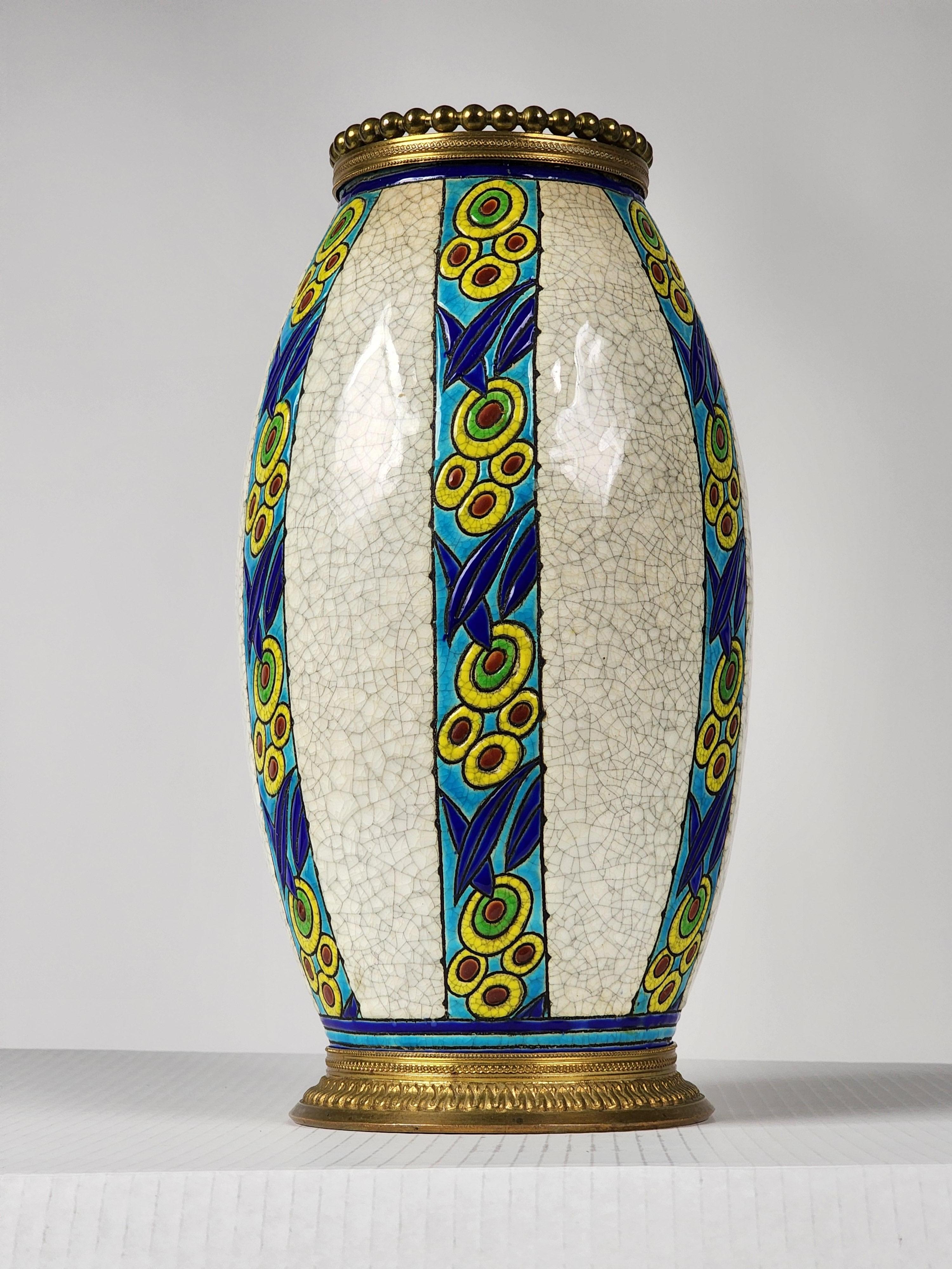 1920s  Charles Catteau-Vase für Boch et Freres, Modell 895 D. 947, Belgien (Art déco) im Angebot