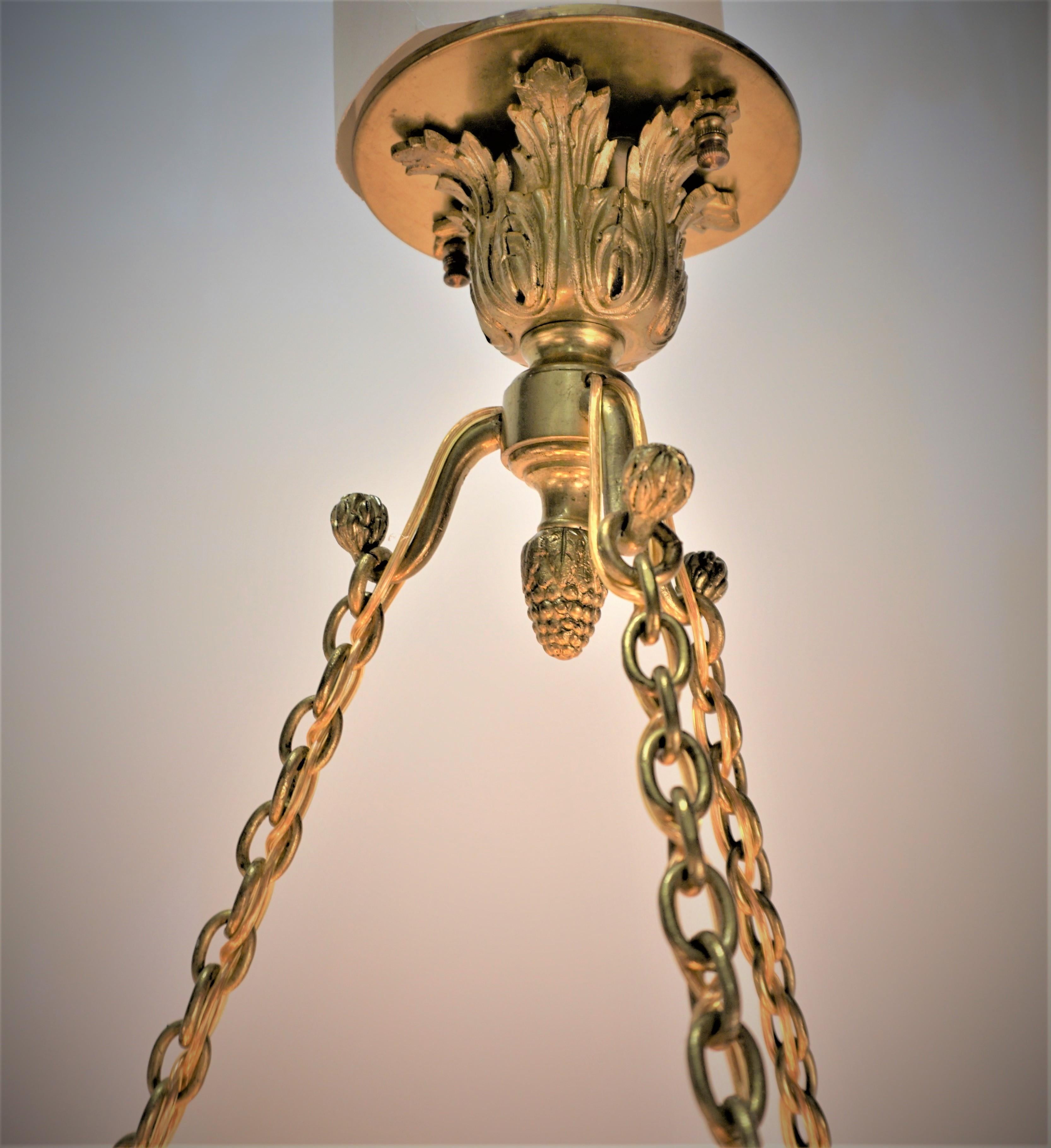 French 1920s Charles Schneider Large Blown Glass Chandelier For Sale