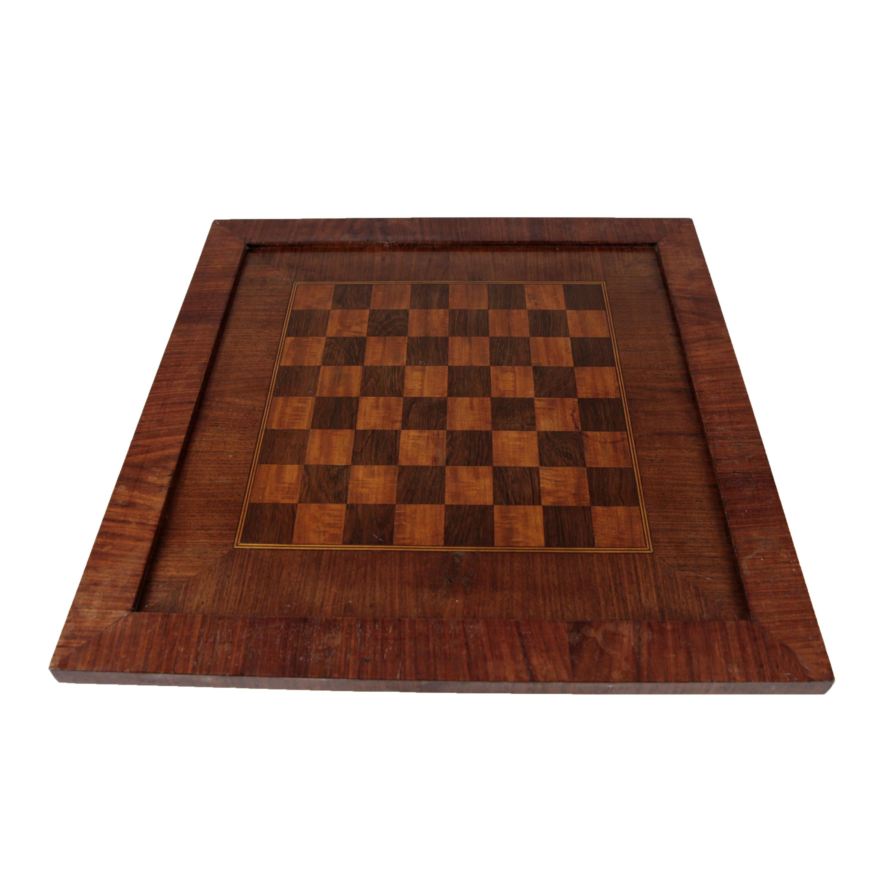 1920s Chess and Play Board, Mahogany and Rosewood Veneer & Marquetry, Red Brown im Angebot