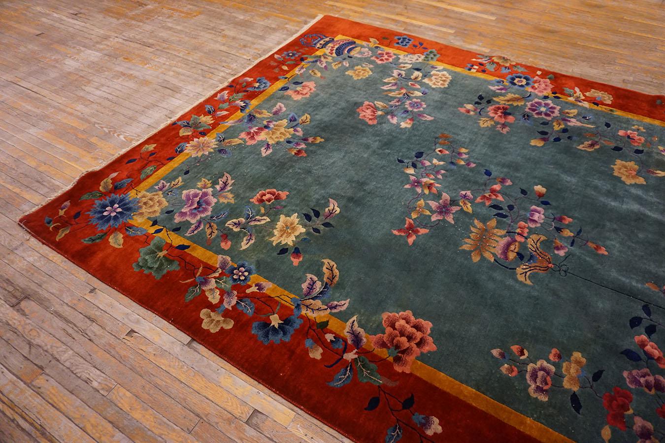 Wool 1920s Chinese Art Deco Carpet 10' 8