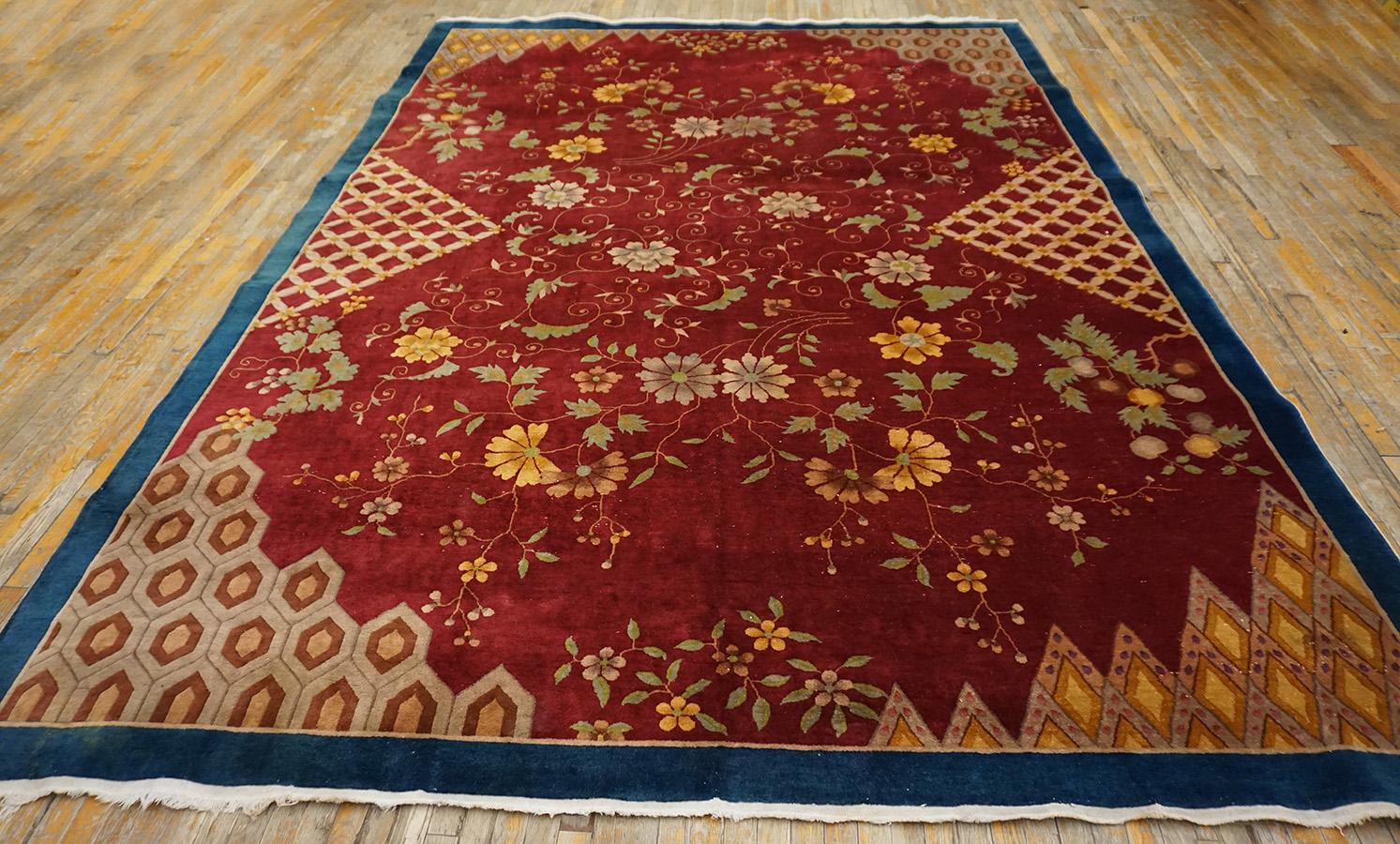 Tapis chinois art déco des années 1920, taille : 10'x 13' 6