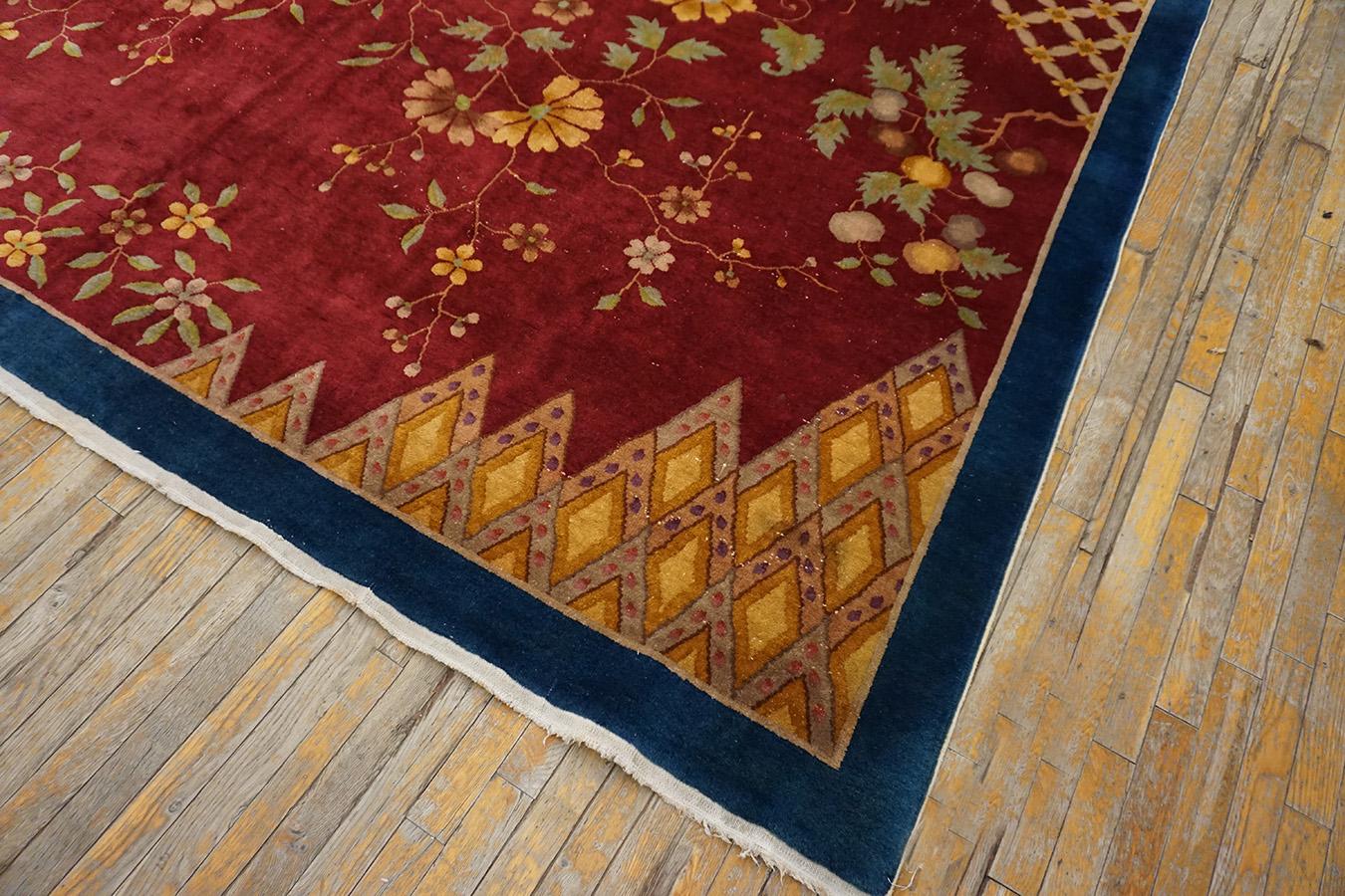 Noué à la main Tapis Art Déco chinois des années 1920 10'x 13' 6