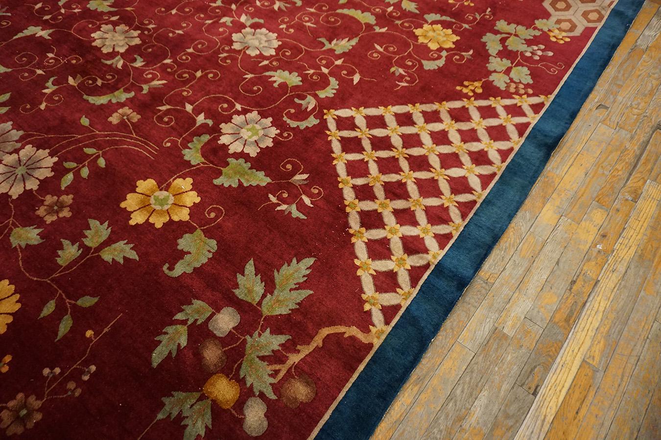 Début du 20ème siècle Tapis Art Déco chinois des années 1920 10'x 13' 6