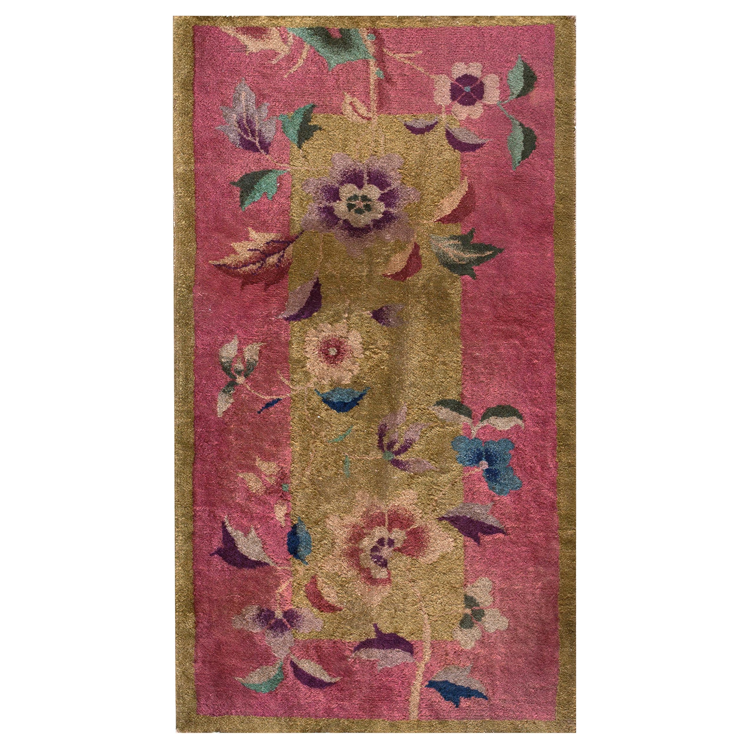 Tappeto Art Deco cinese degli anni '20 ( 2' 2" x 3' 9" - 66 x 114 cm )