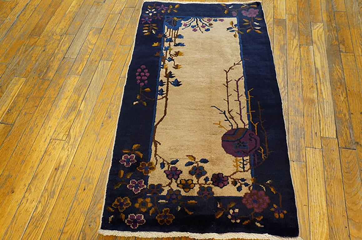 Art déco Tapis chinois Art Déco des années 1920 ( 2' x 3'10
