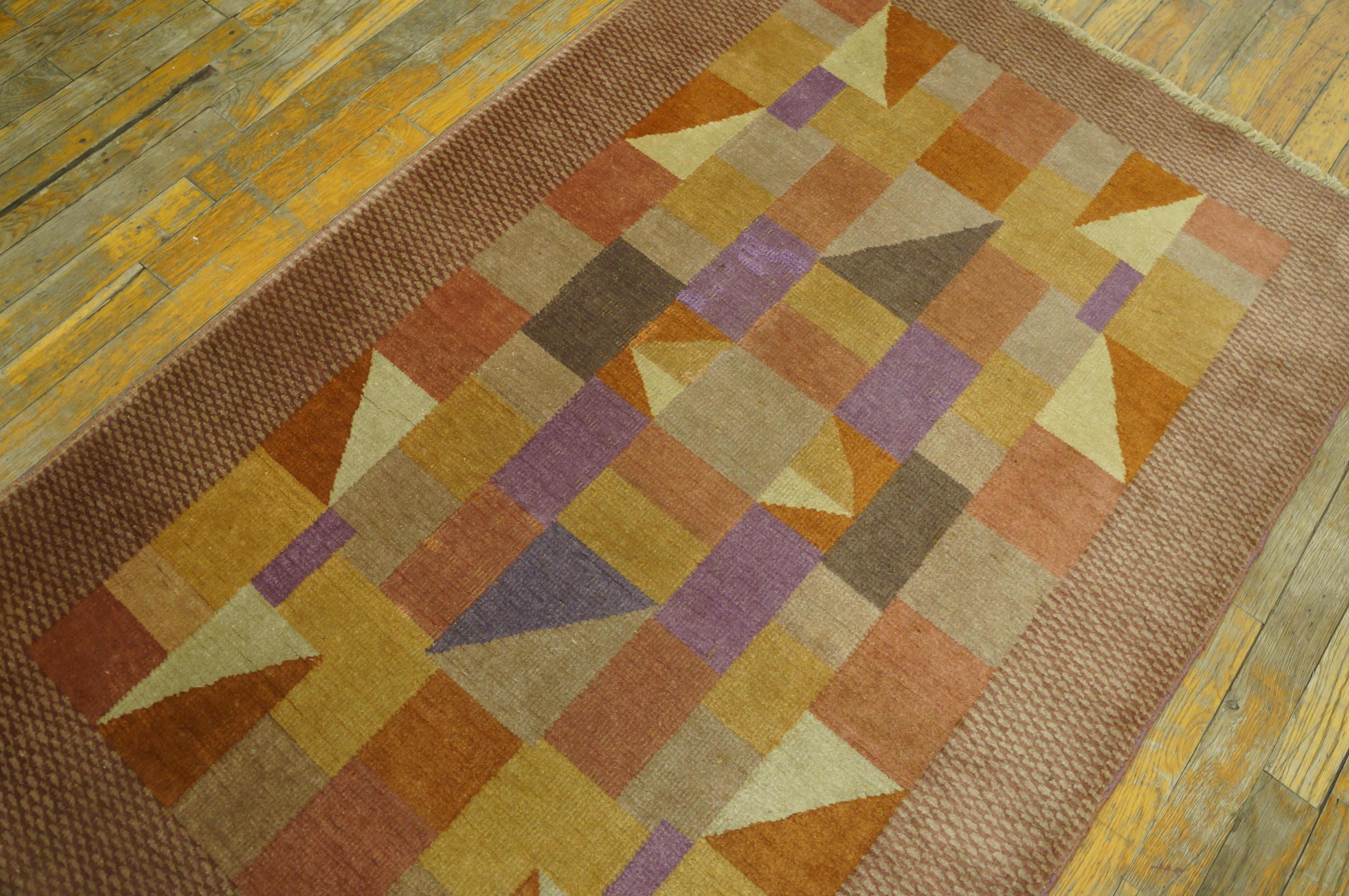 Wool 1920s Chinese Art Deco Carpet ( 3' x 4' 8