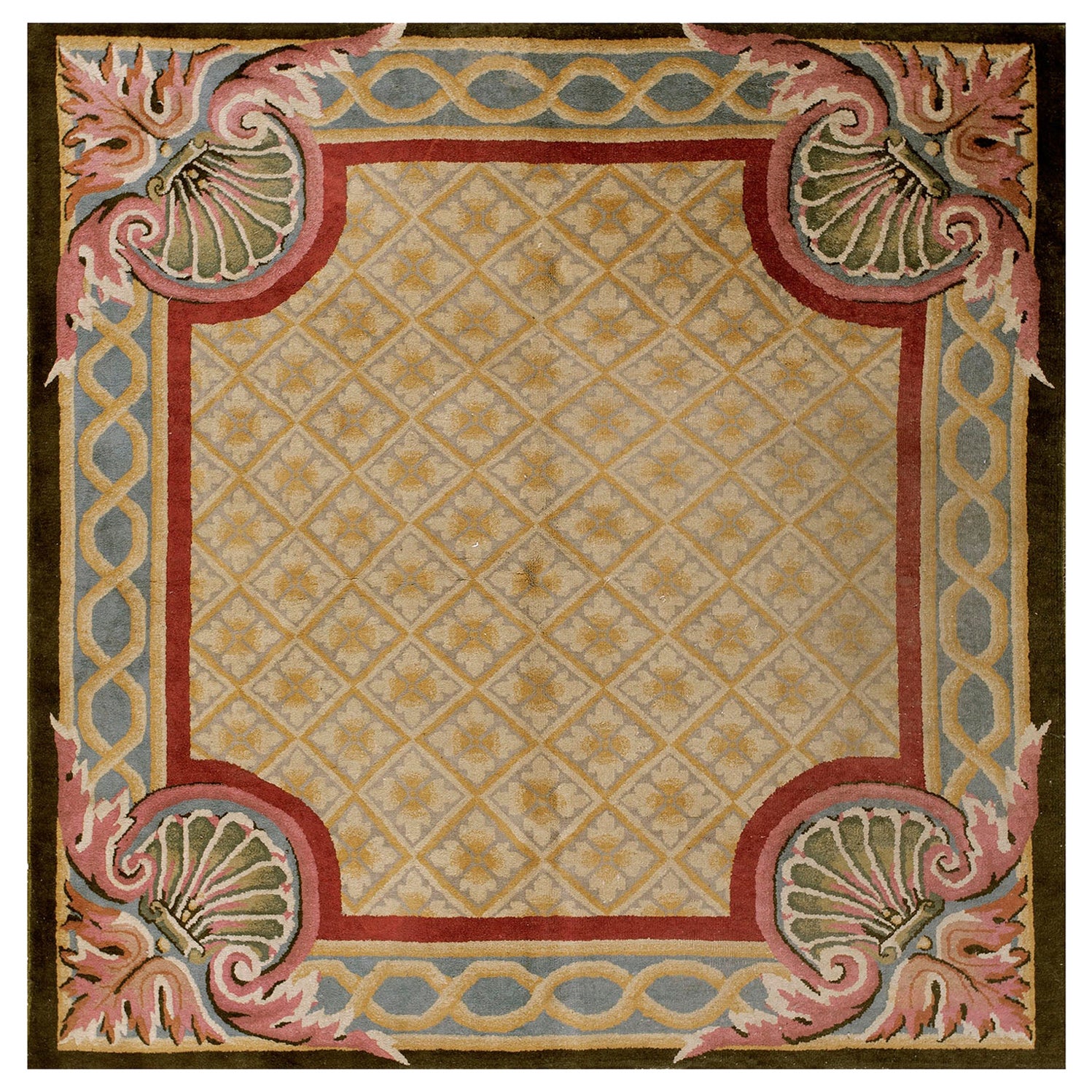Tapis Art Déco chinois des années 1920 ( 170 x 170 cm )