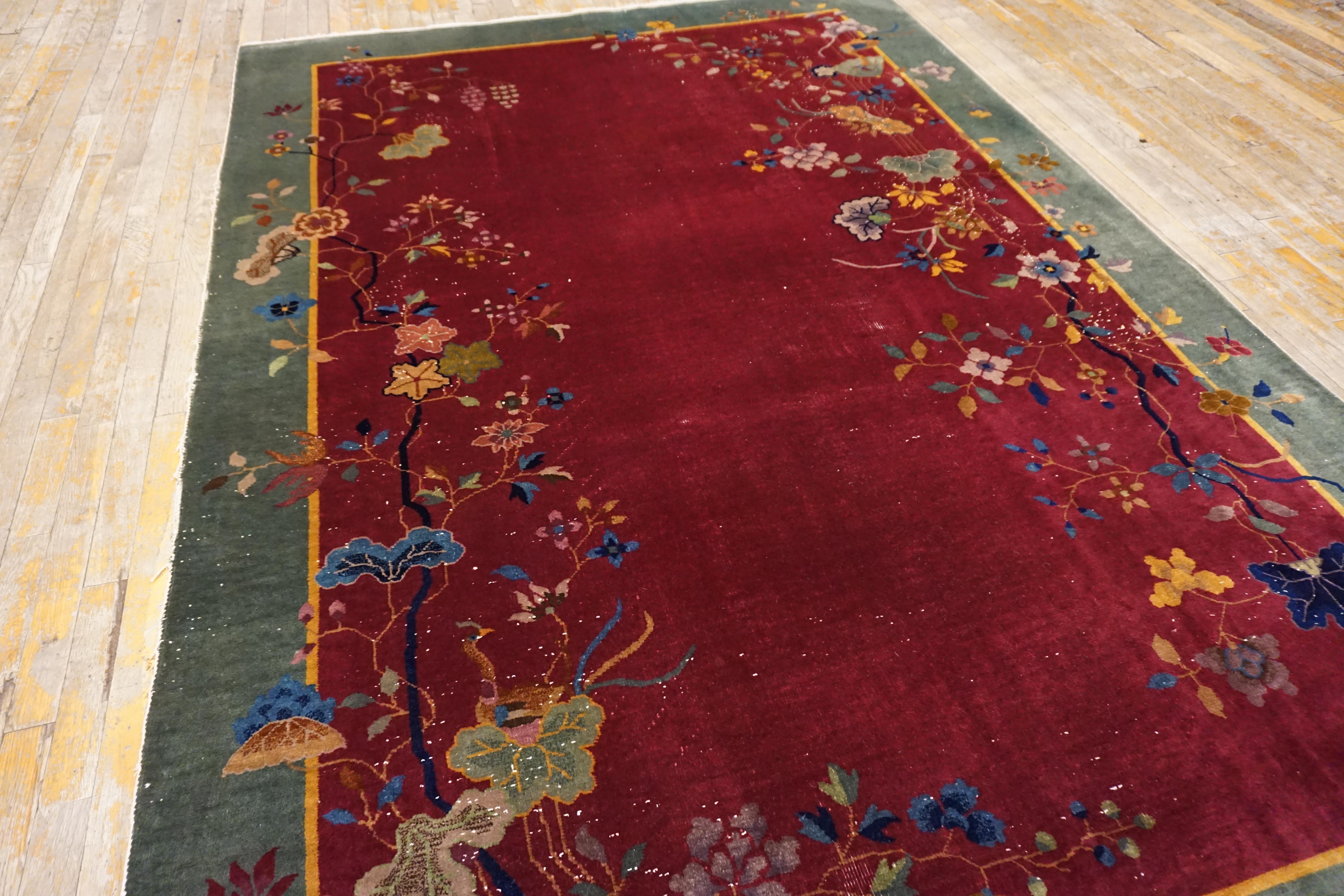 Hand-Knotted 1920s Chinese Art Deco Carpet ( 6' x 8'8'' - 183 x 265 )  For Sale