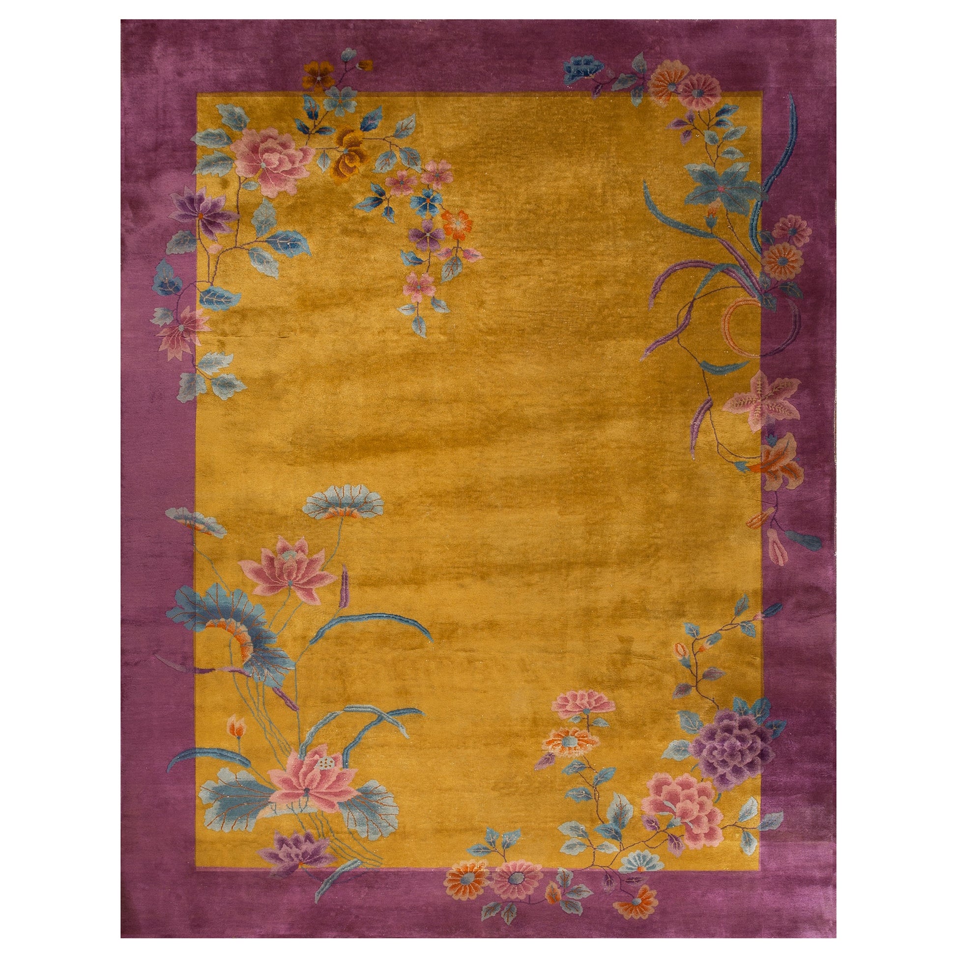 Tapis Art Déco chinois des années 1920  8' 10'' x 11' 4'' -270 cm
