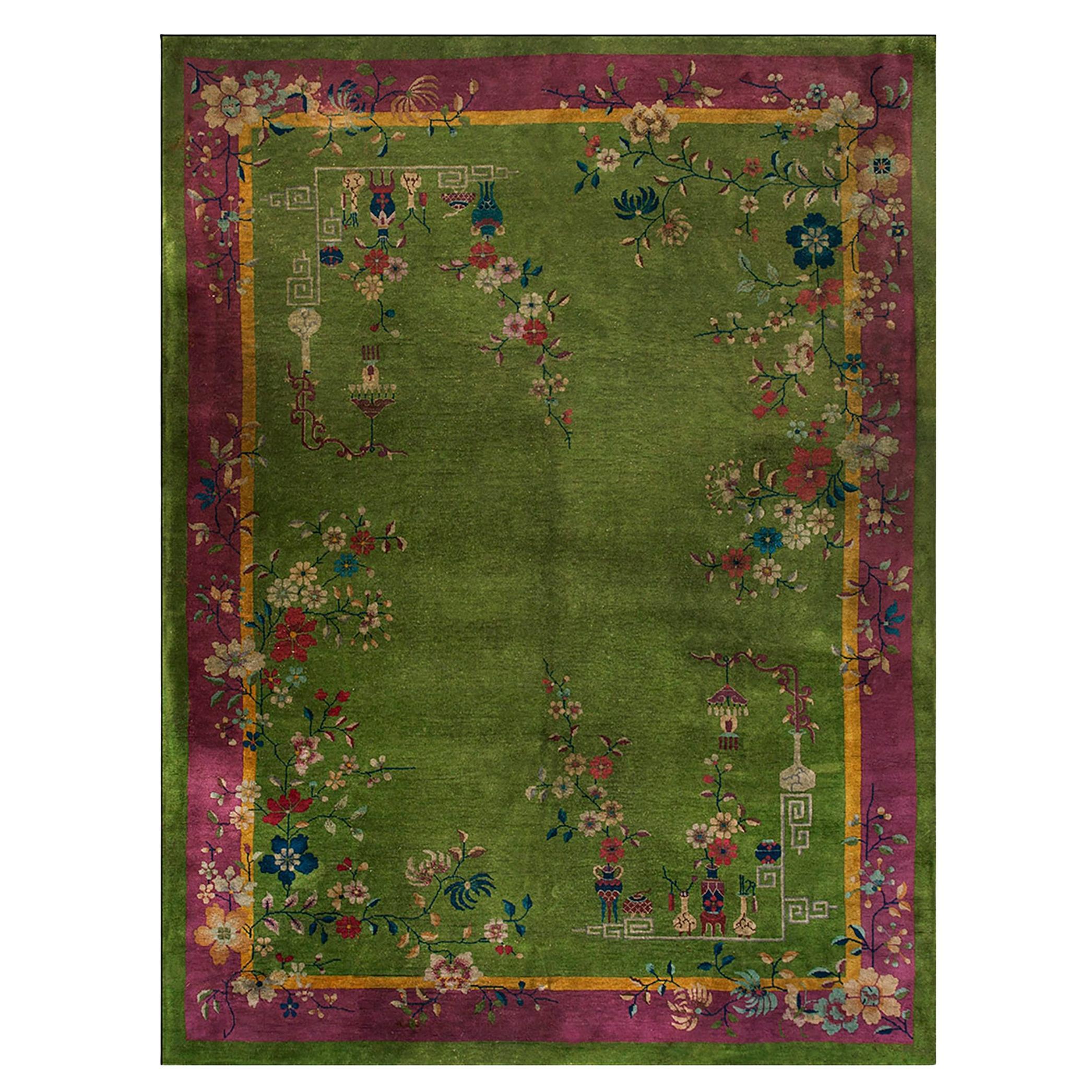 1920s Chinese Art Deco Carpet ( 8'8" x 11'6" - 265 x 350 ) For Sale