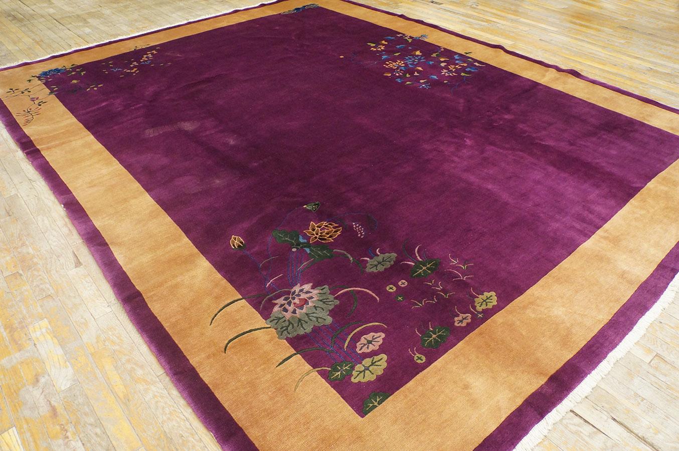 Hand-Knotted 1920s Chinese Art Deco Carpet ( 8'10