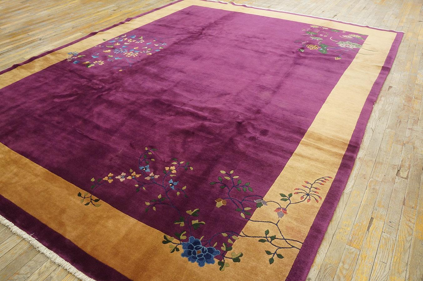 Wool 1920s Chinese Art Deco Carpet ( 8'10